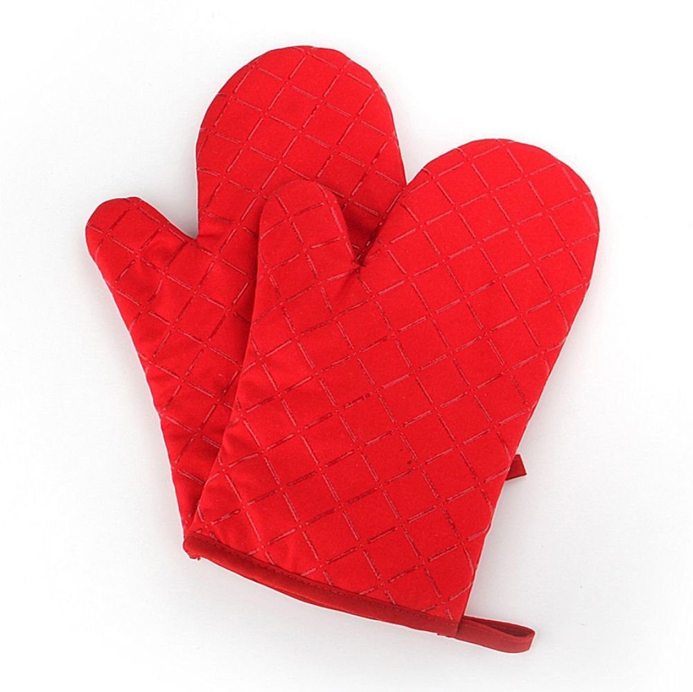 verdickt Rot Paar Wärmeisolierung Topflappen Hitzeschutzhandschuhe Silikon-Hitzeschutzhandschuhe. rutschfest SOTOR hitzebeständig Backen