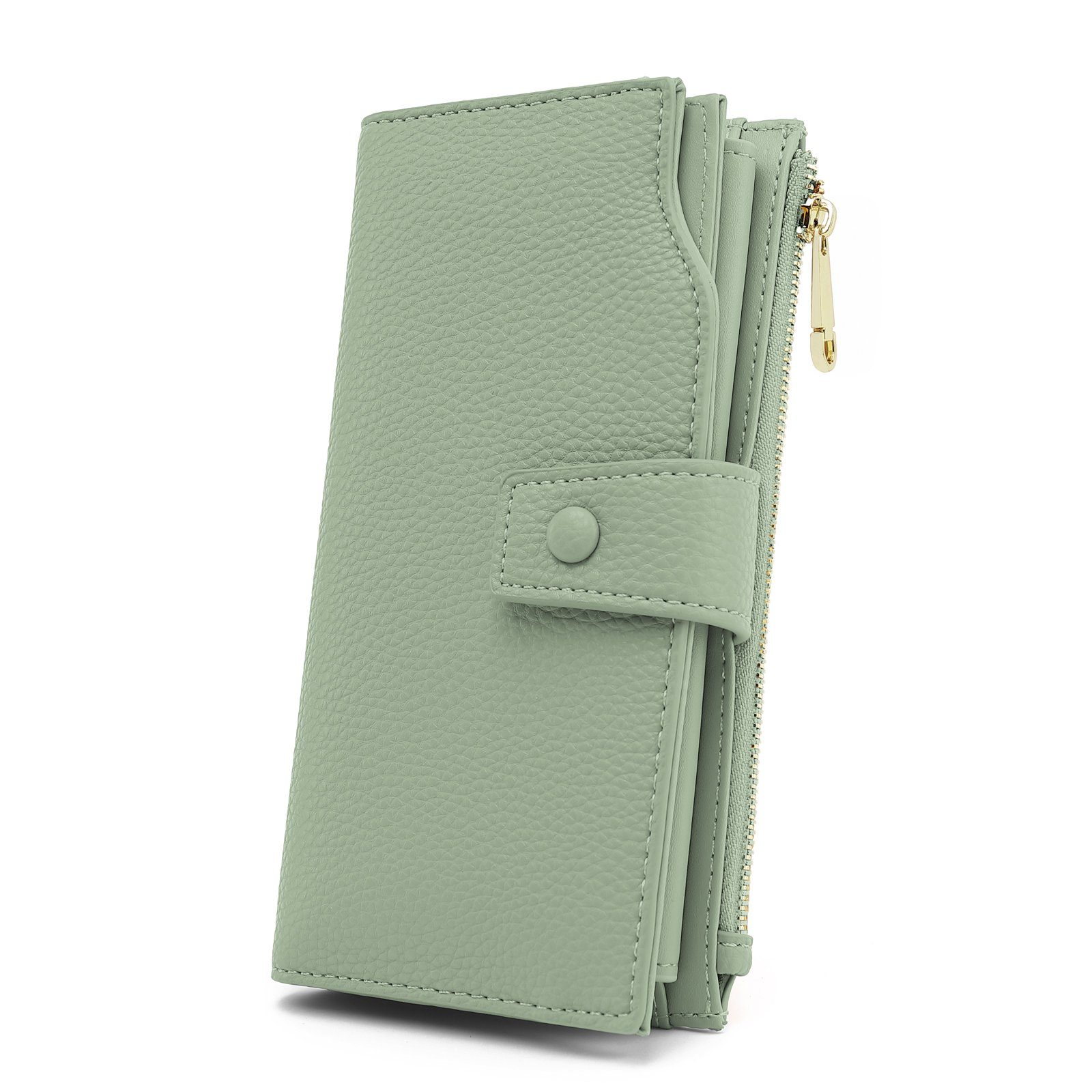 TAN.TOMI Brieftasche Portemonnaie Damen, Geldbörse für Frauen mit Lanyard (Brieftasche), Geldbörse aus hochwertigem Kunstleder Mint