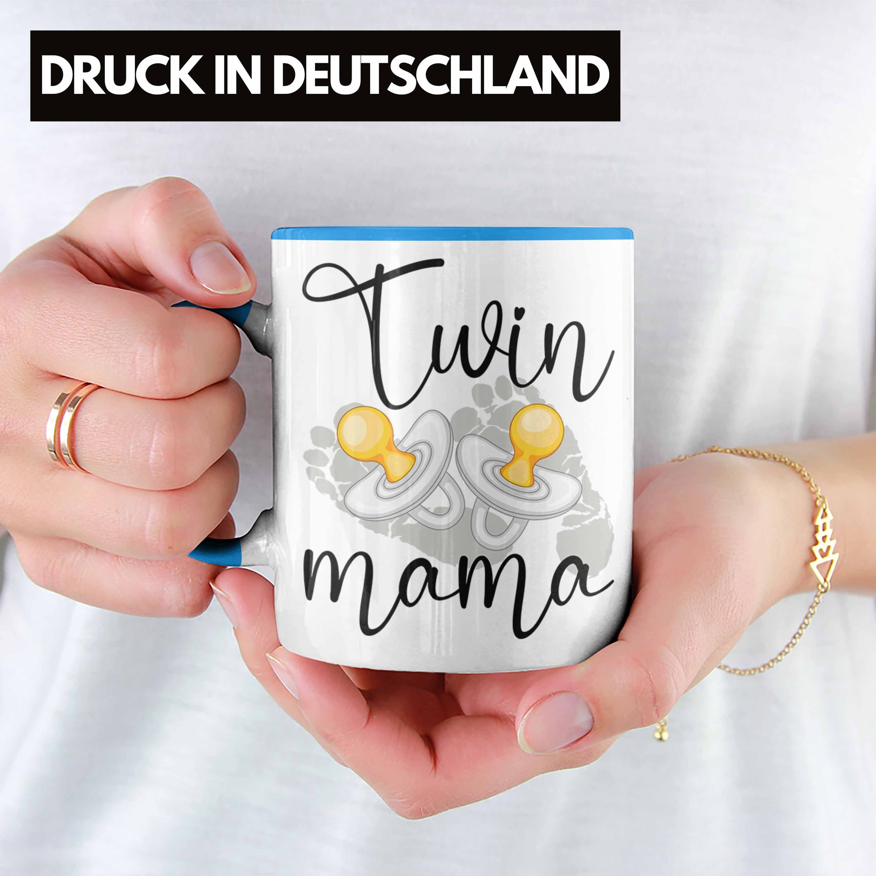 Mama" Geschenkidee Tasse "Twin Mütter von Trendation für Blau für Zwillinge Zwillingen Tasse