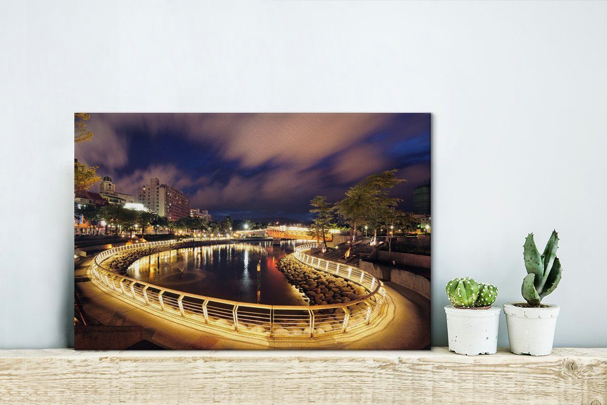 OneMillionCanvasses® Leinwandbild Wandbild Taiwan, Wolkenformationen 30x20 Aufhängefertig, dem St), Love River Leinwandbilder, cm über Wanddeko, (1 in