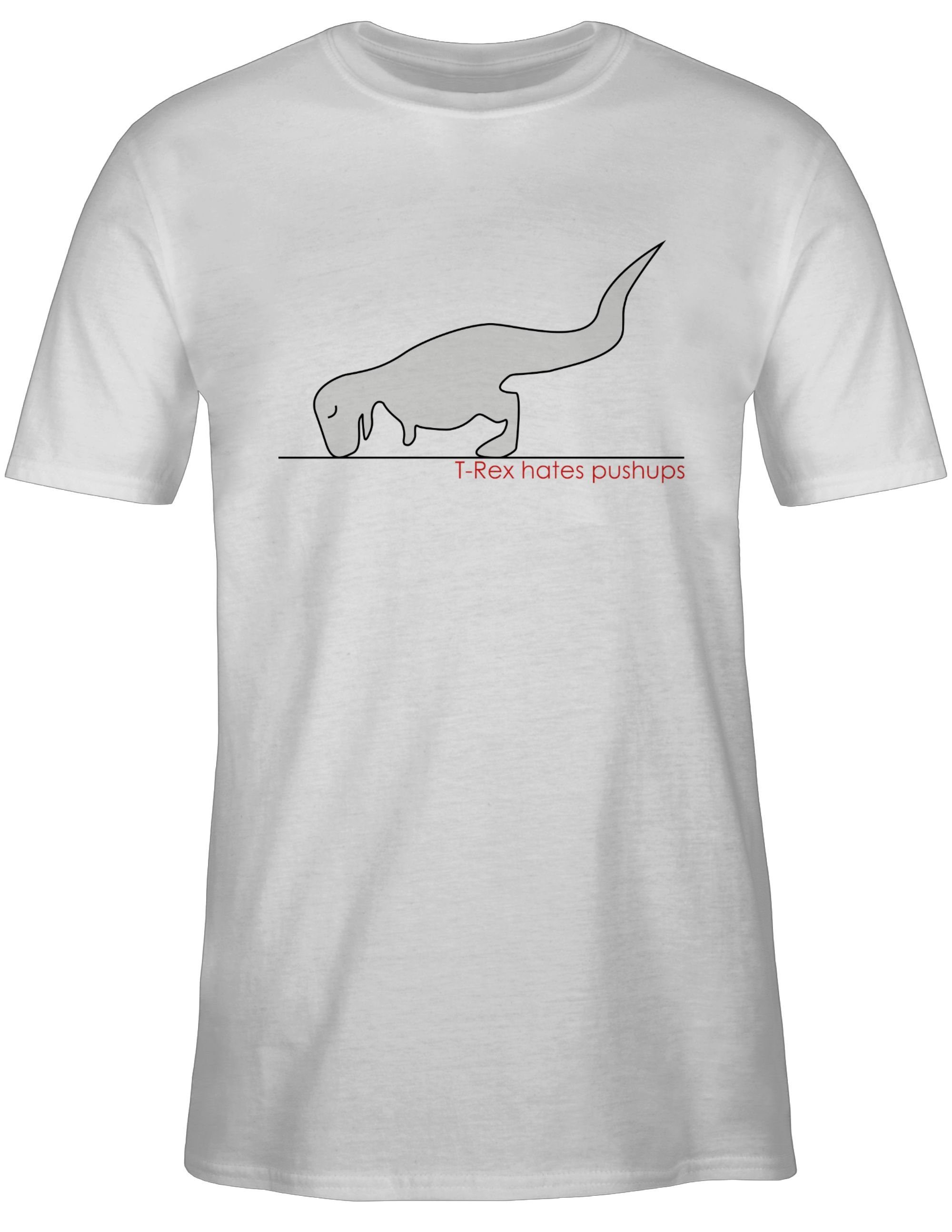 T-Shirt hates Pushups Nerd 02 Geschenke Shirtracer Weiß T-Rex