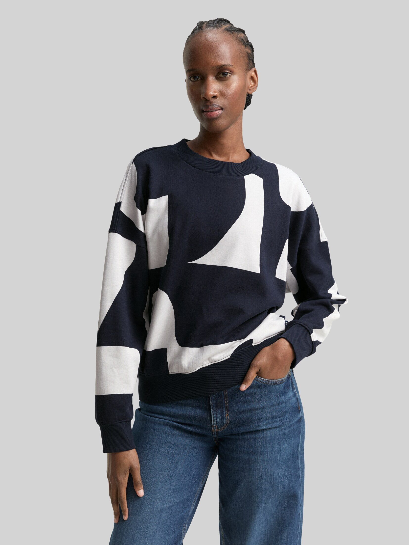 TOM TAILOR Denim Sweatshirt Strick & Sweatshirts Loose Fit Sweatshirt mit Muster