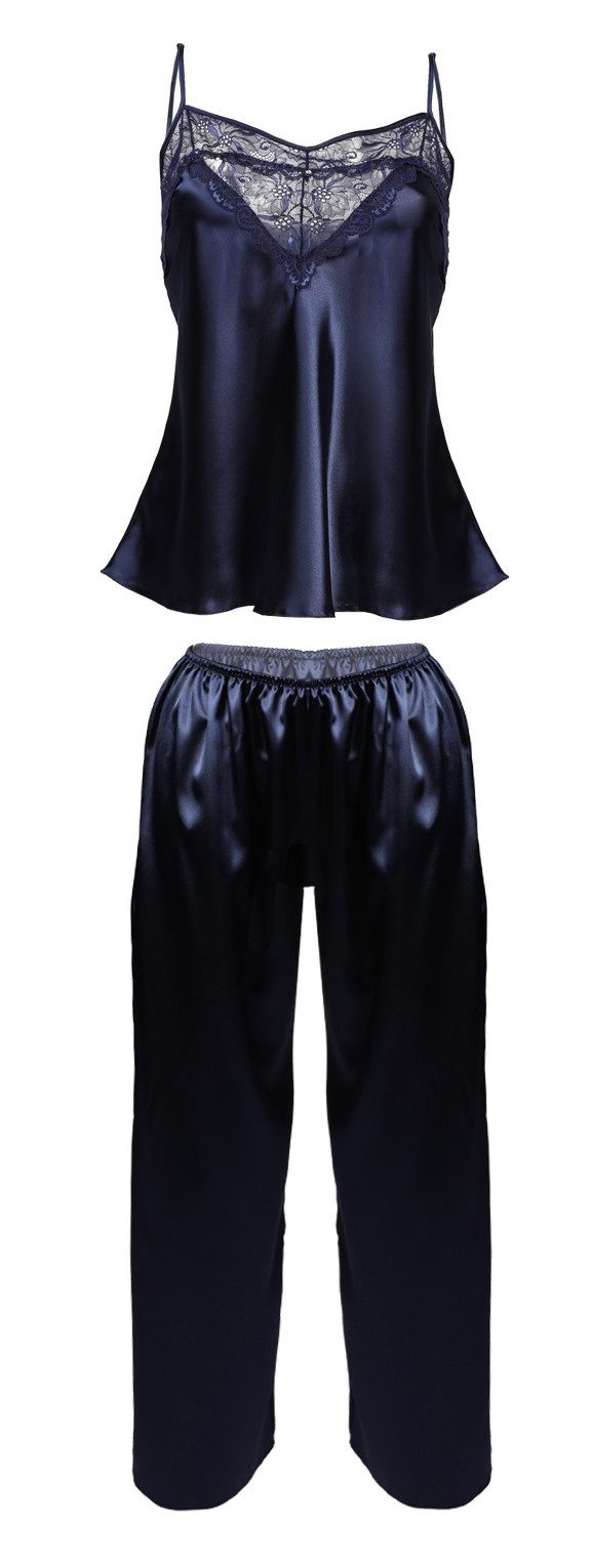 DKaren Pyjama in elegantem Satin-Look mit feiner Spitze günstig online kaufen
