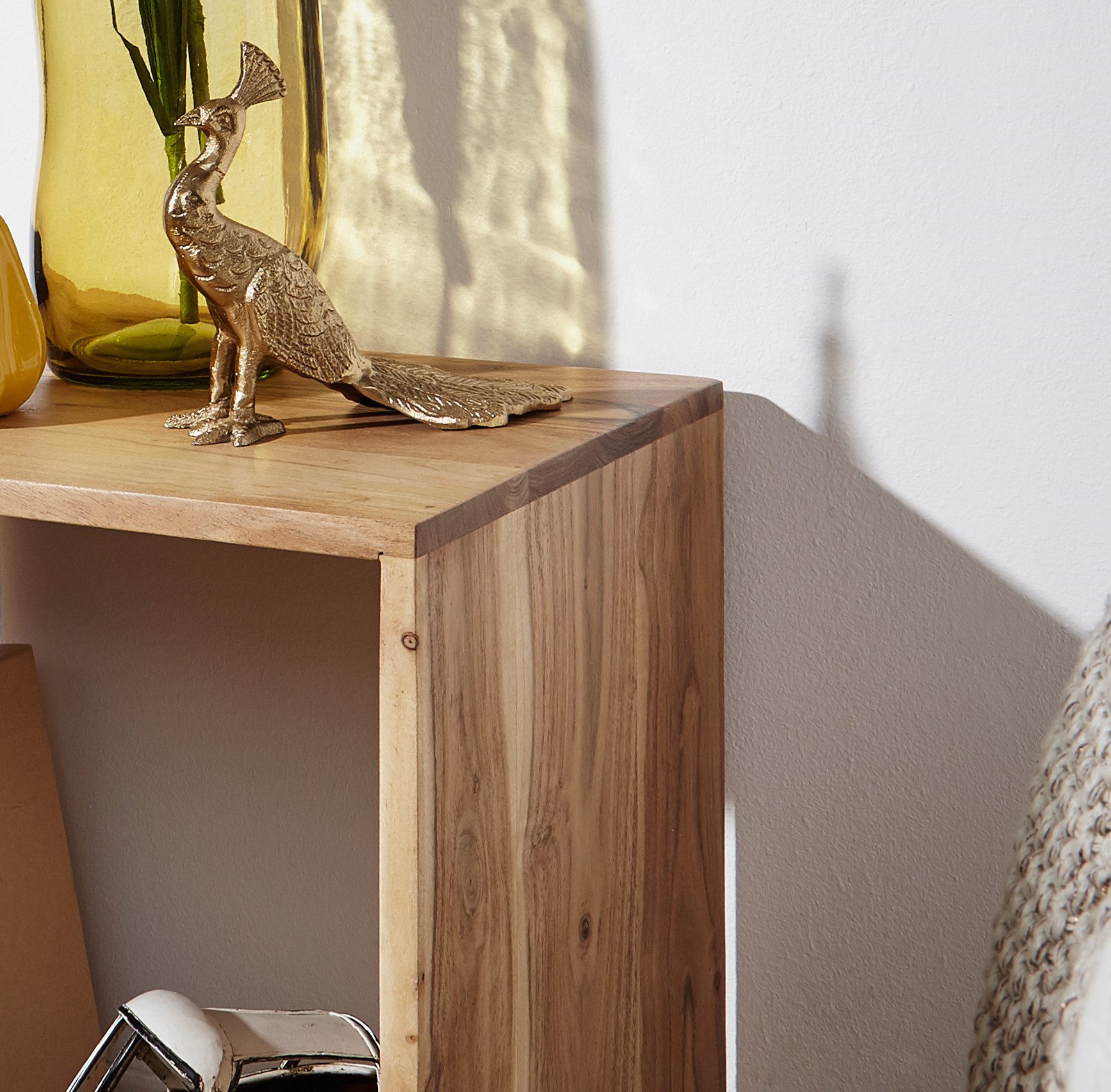 FineBuy Standregal Massivholz 43,5 cm Cube Regal Holzregal Naturprodukt Beistelltisch Landhausstil – Bild 4 von 5