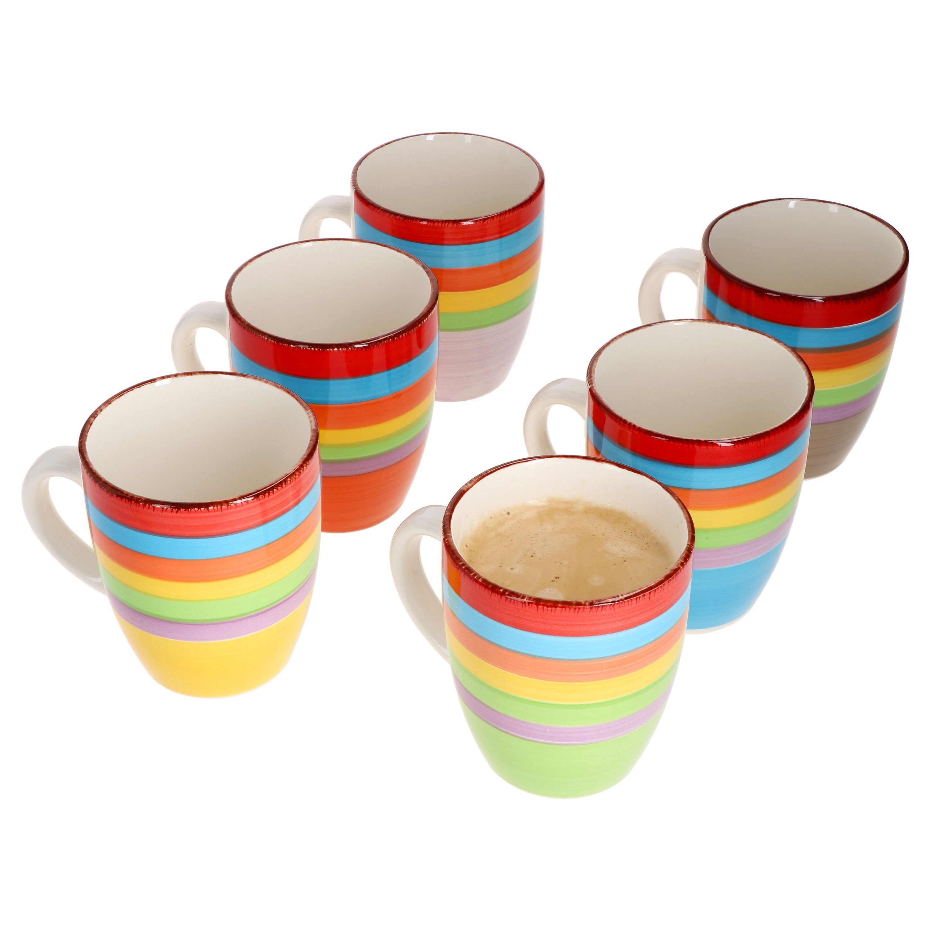 MamboCat Becher 6er Set Kaffeebecher Ibiza Rainbow Summer - 24326544, Steingut