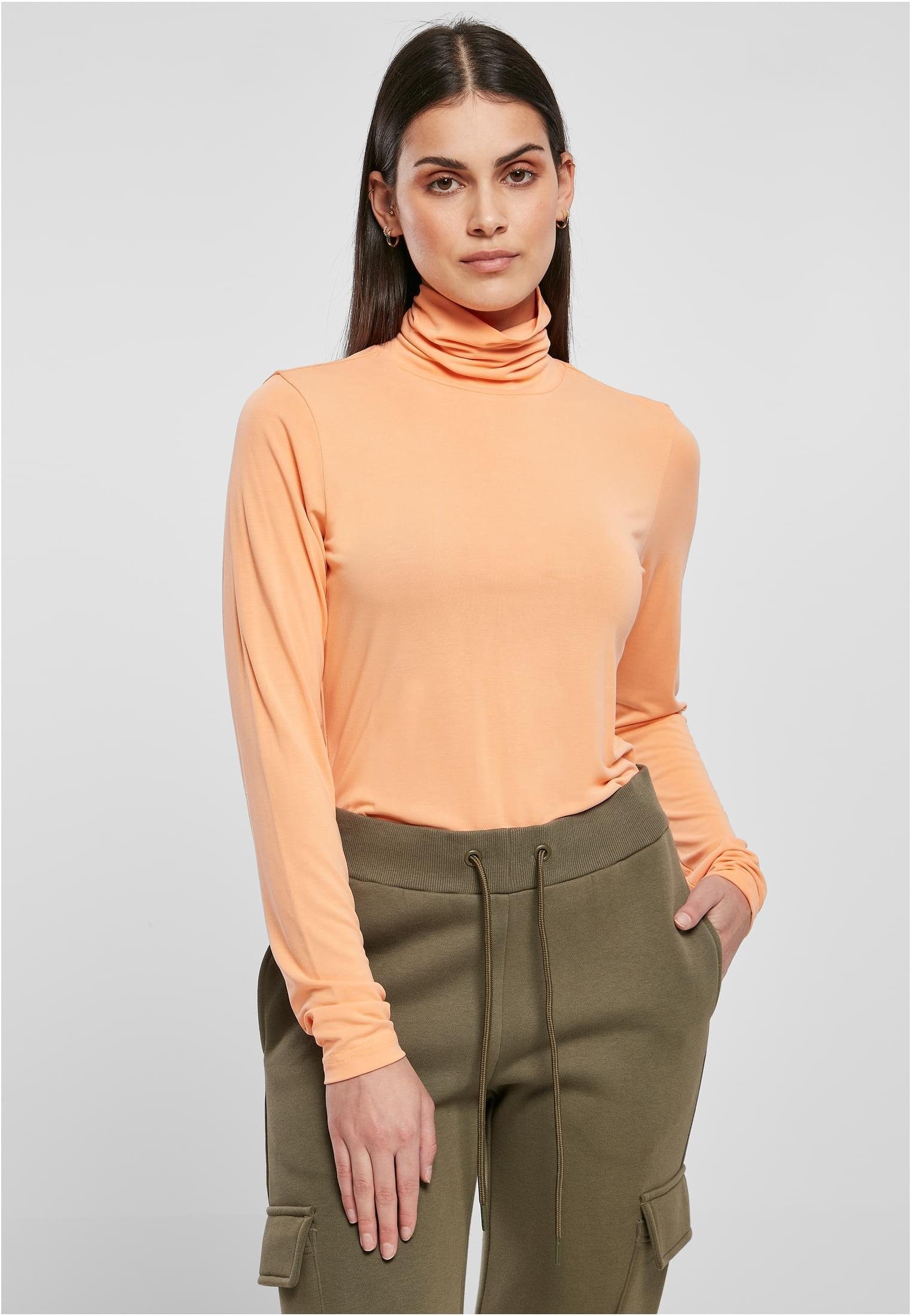 (1-tlg) Damen CLASSICS Ladies URBAN Turtleneck Longsleeve Modal papaya Langarmshirt