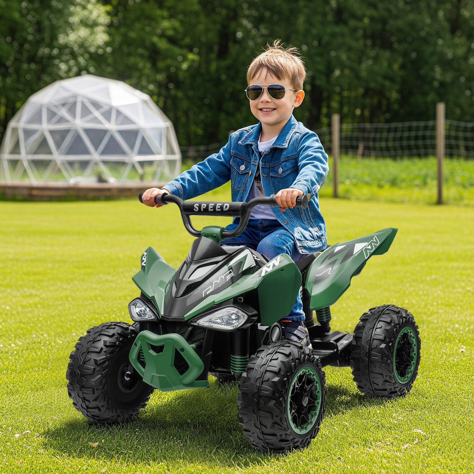 LALAHO Elektro-Kinderquad Kinder Quad Elektro, Elektro-Kinderquad, 12V, langsamer Start, Musik, LED, 12Vlangsamer Start,35WInklusive Akku und Ladegerät