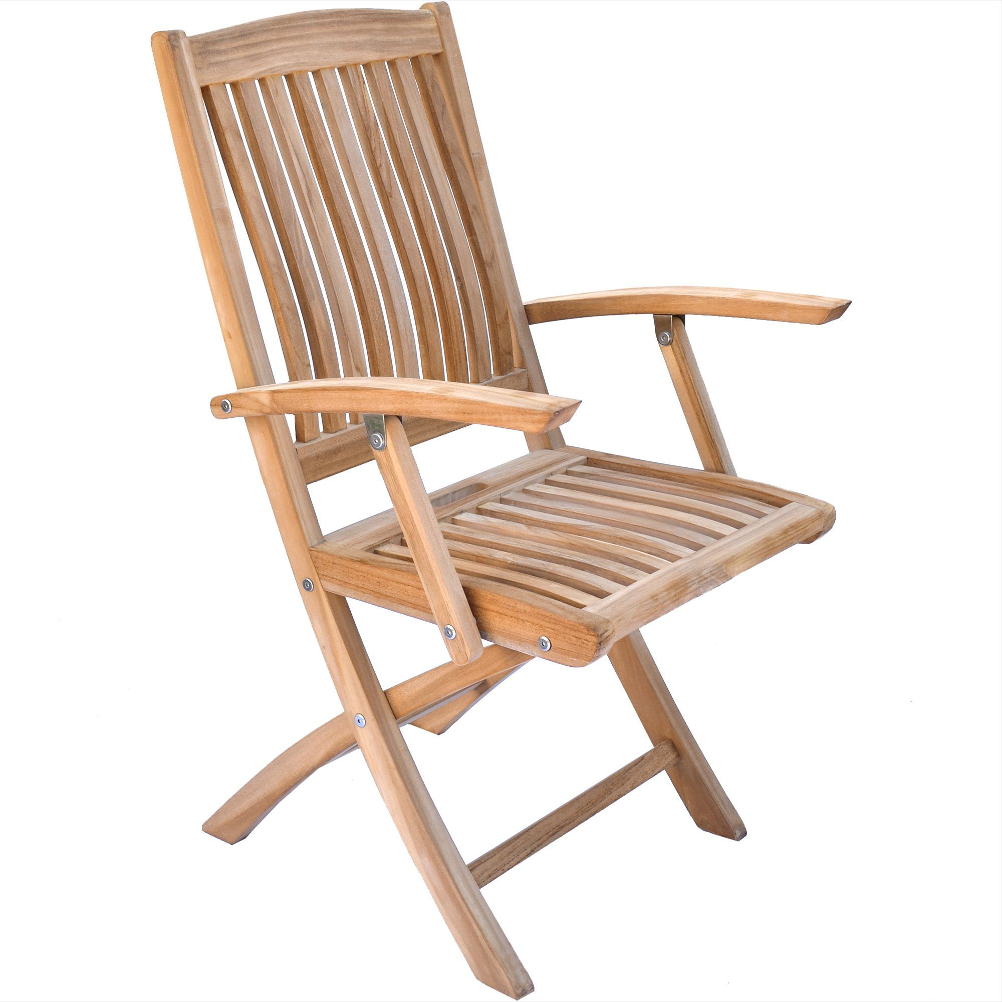Teako Design Klappstuhl Teak Klappstuhl Ancona mit Armlehnen (2 Stück) - ohne Auflage (2 St)