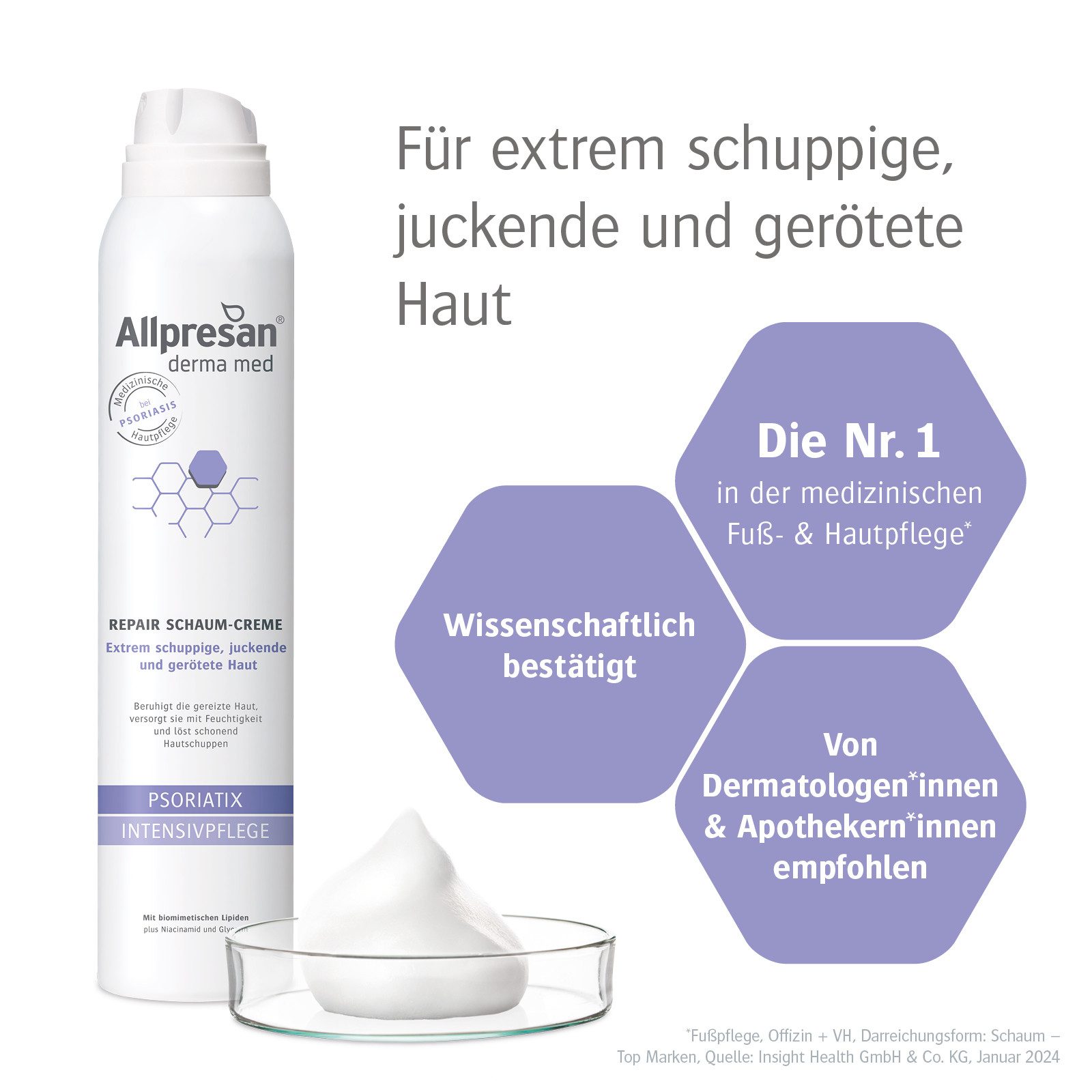 Allpresan Hautcreme Allpresan derma med Repair Schaum-Creme PSORIATIX 200ml, 1-tlg., Medizinische Spezialpflege bei Psoriasis / Schuppenflechte