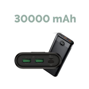 XCOAST XC30 30.000mAh Powerbank XC30 22,5W, externer Smartphone Akku, Ladegerät 30000 mAh (1 St), Quick Charge, Power Delivery, 2xUSB A, 1x USB C, Batterie