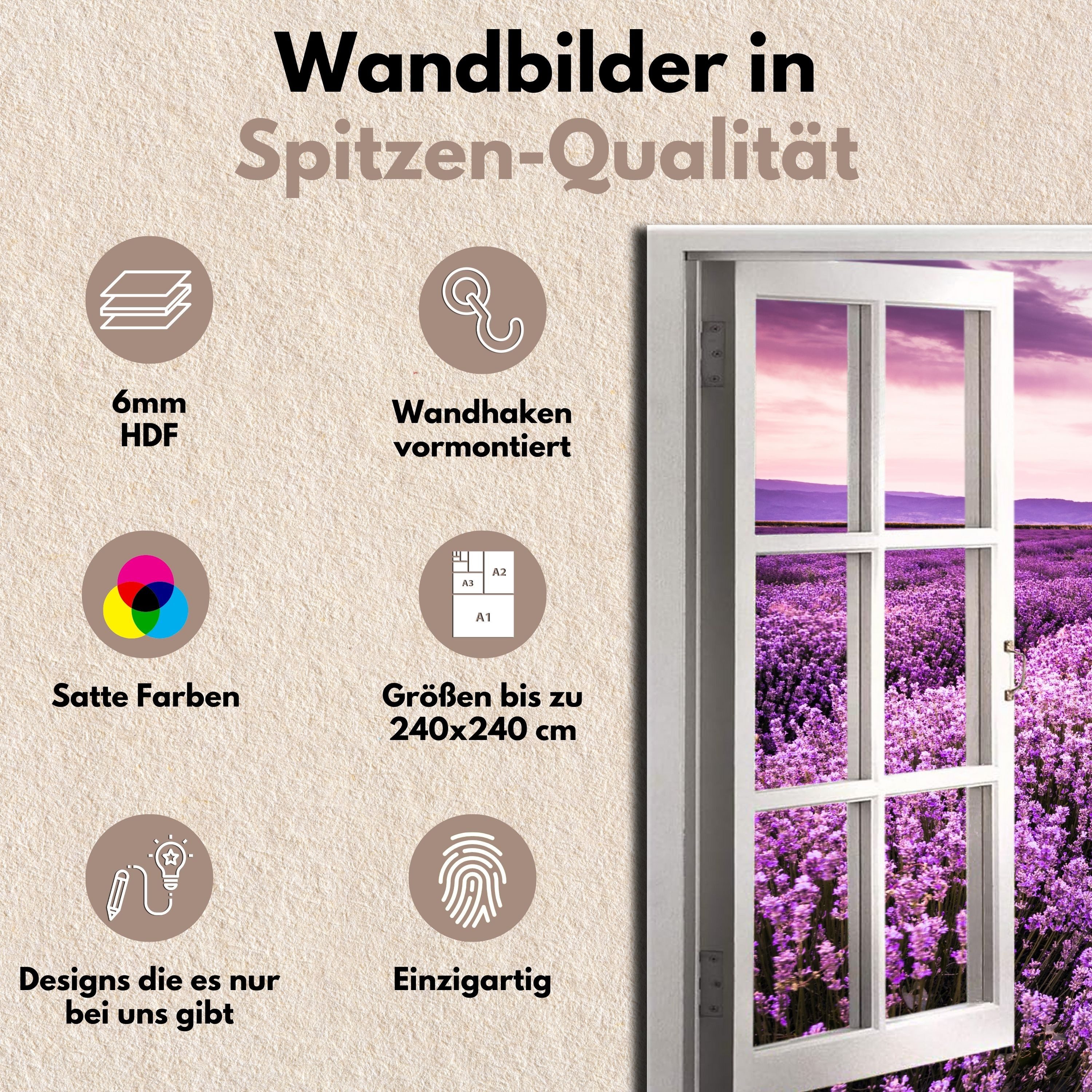 DARO Design Leinwandbild Modern Abstrakt Wandbilder XXL Wandbild Wand Deko Leinwand Bilder, 40x30 cm (Lavendel - Bild groß Wohnzimmer Schlafzimmer Küche Esszimmer Einteilig Querformat Fotodruck Leinwände Wanddeko Abstrakte Kunst Boho), 40x30cm