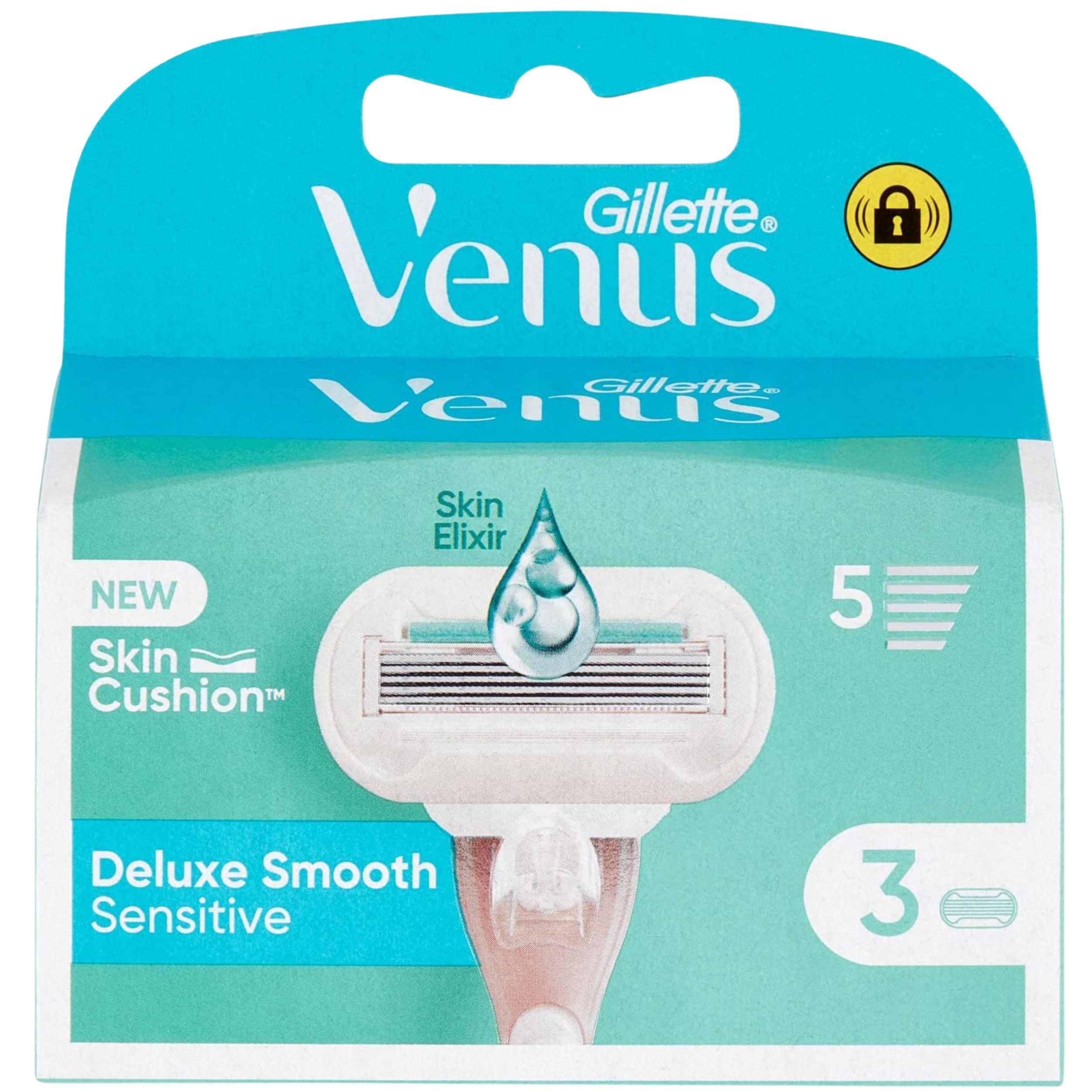 Gillette Venus Rasierset Comfortglide Sensitive, 4-tlg., für empfindliche Haut mit Gel, Rasierer & 6 Ersatzklingen