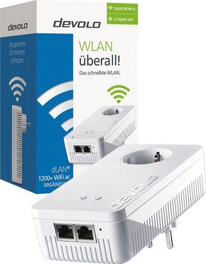 DEVOLO dLAN 1200+ WiFi ac (1200Mbit, Powerline + WLAN, 2xGB LAN, Steckdose) Reichweitenverstärker