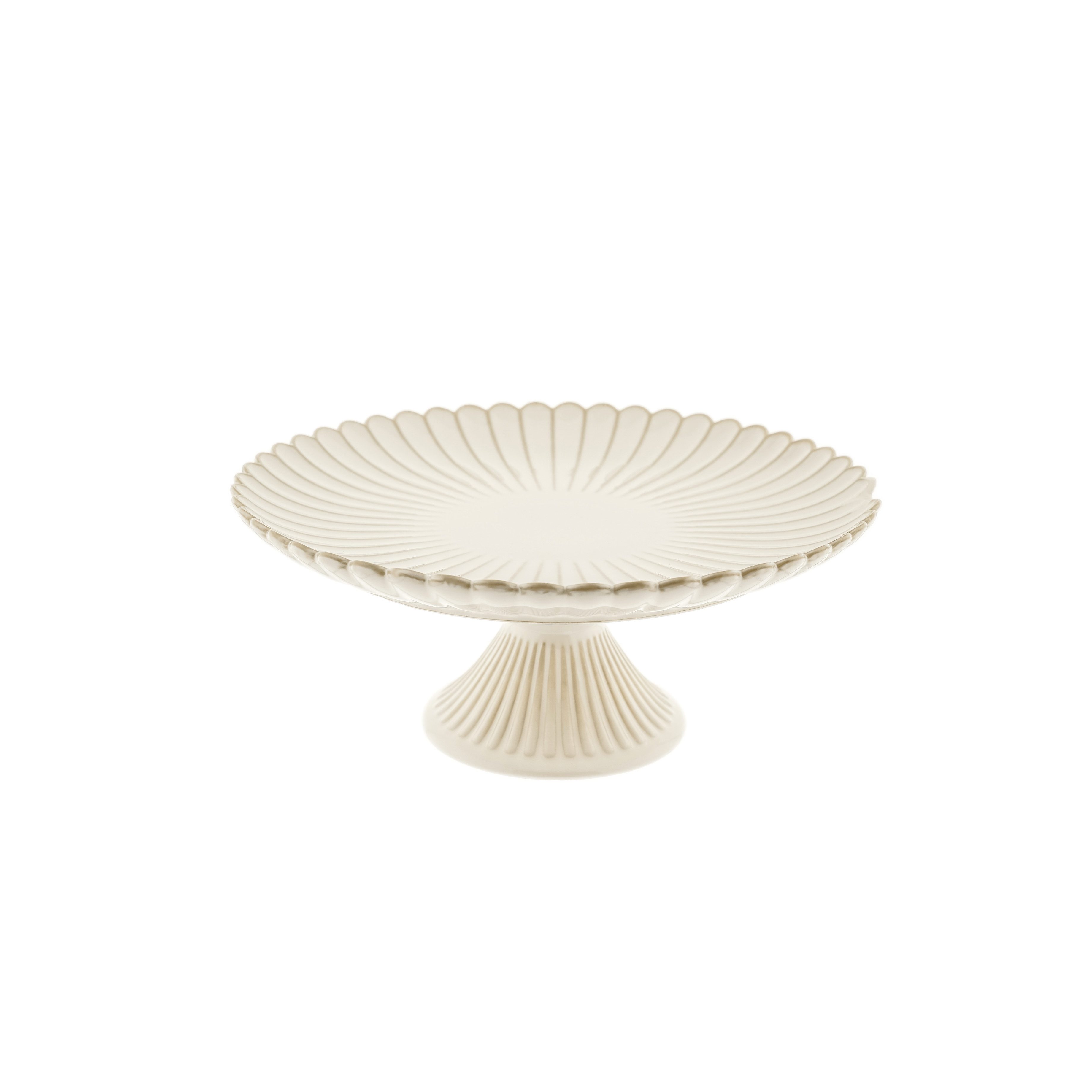 Almina Servierplatte Bloomy Servierplatte ø33 cm, mit Fuß & floraler Struktur, Porzellan, (1-tlg)