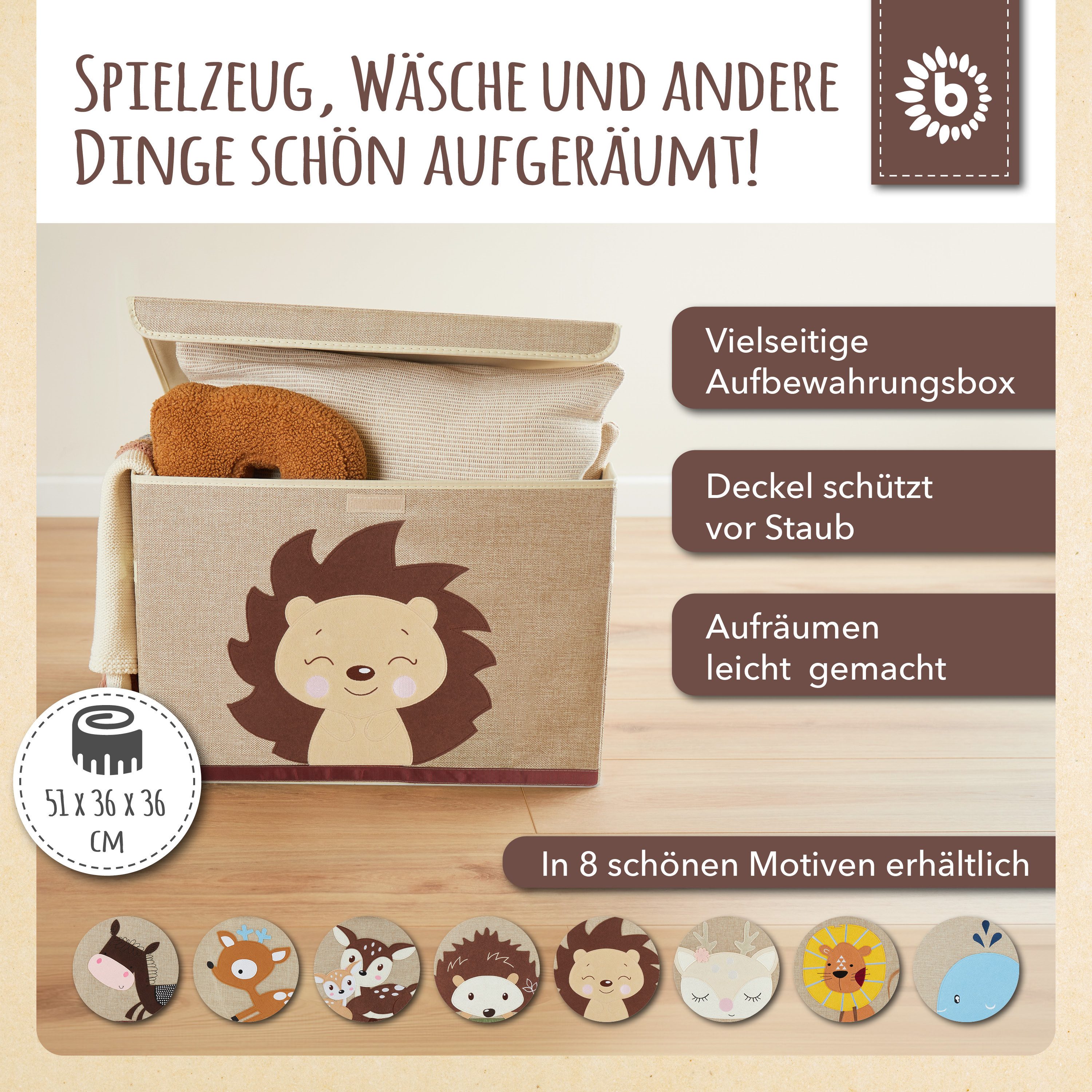 BIECO Spielzeugtruhe Aufbewahrungsbox mit Deckel groß günstig online kaufen