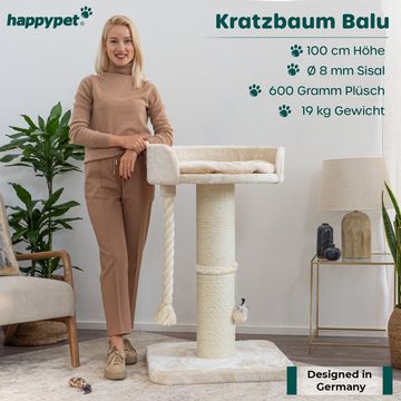 Happypet Kratzbaum BALU, Kratzbaum 'Balu', Robustes Natursisal, Dicke Stämme 18 cm, 100 cm hoch