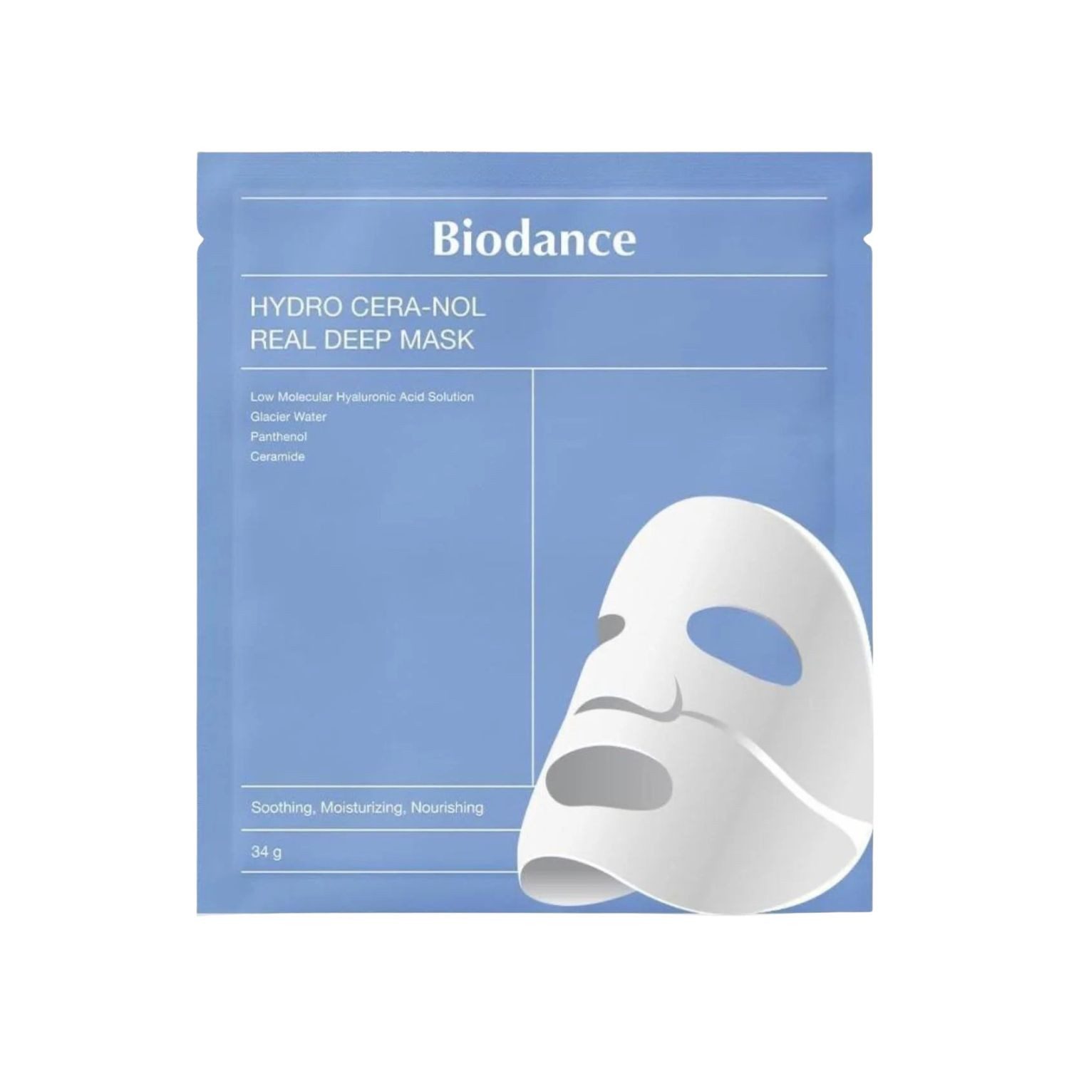 Biodance Gesichtsmaske Hydro Cera-nol Real Deep Mask – Intensive Hydrogel-Maske für die Nacht, 1-tlg., Patentierte Technologie, Hochreines Gletscherwasser, Hypoallergen