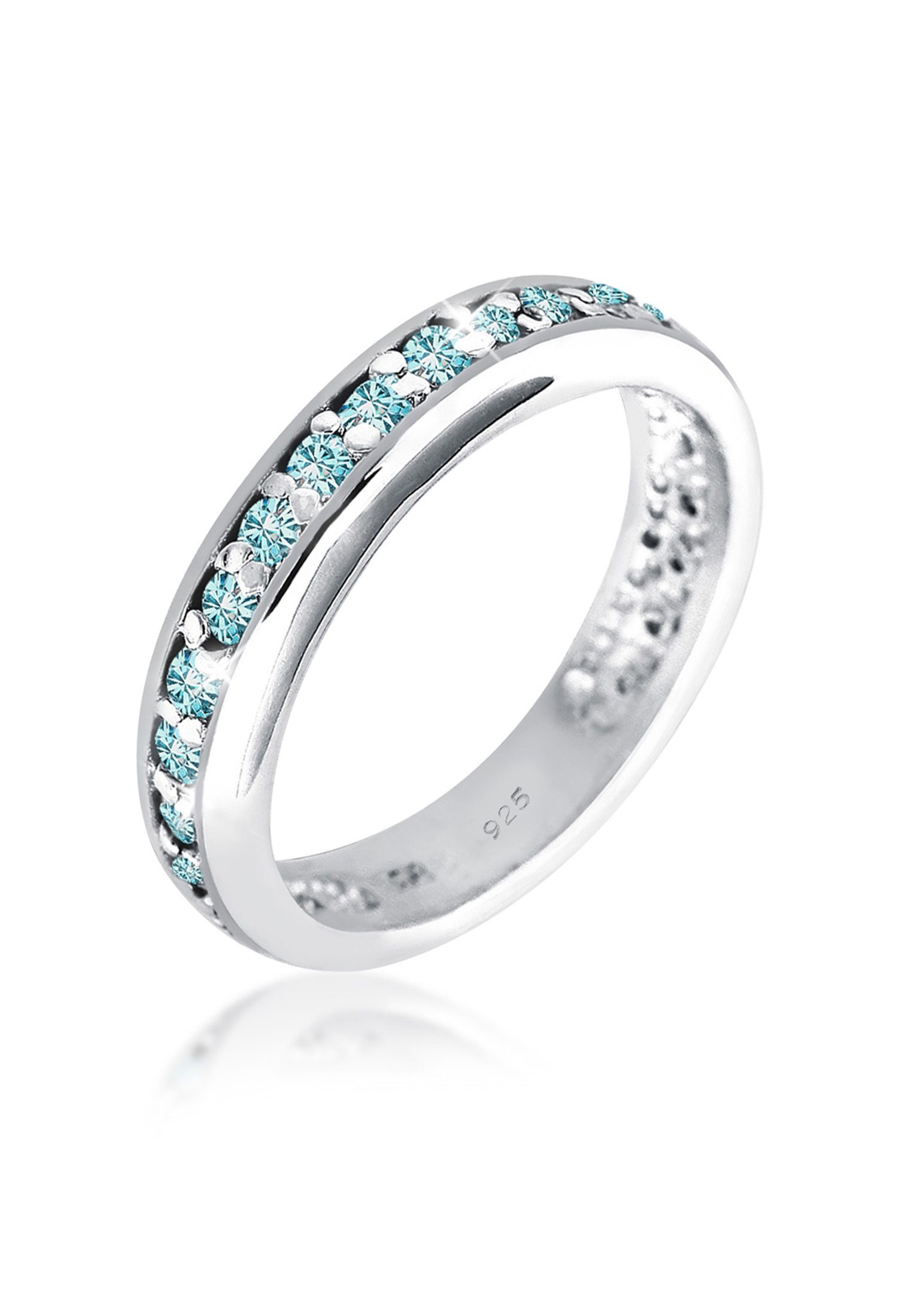 Elli Fingerring Memoire Kristalle 925 Silber Hellblau