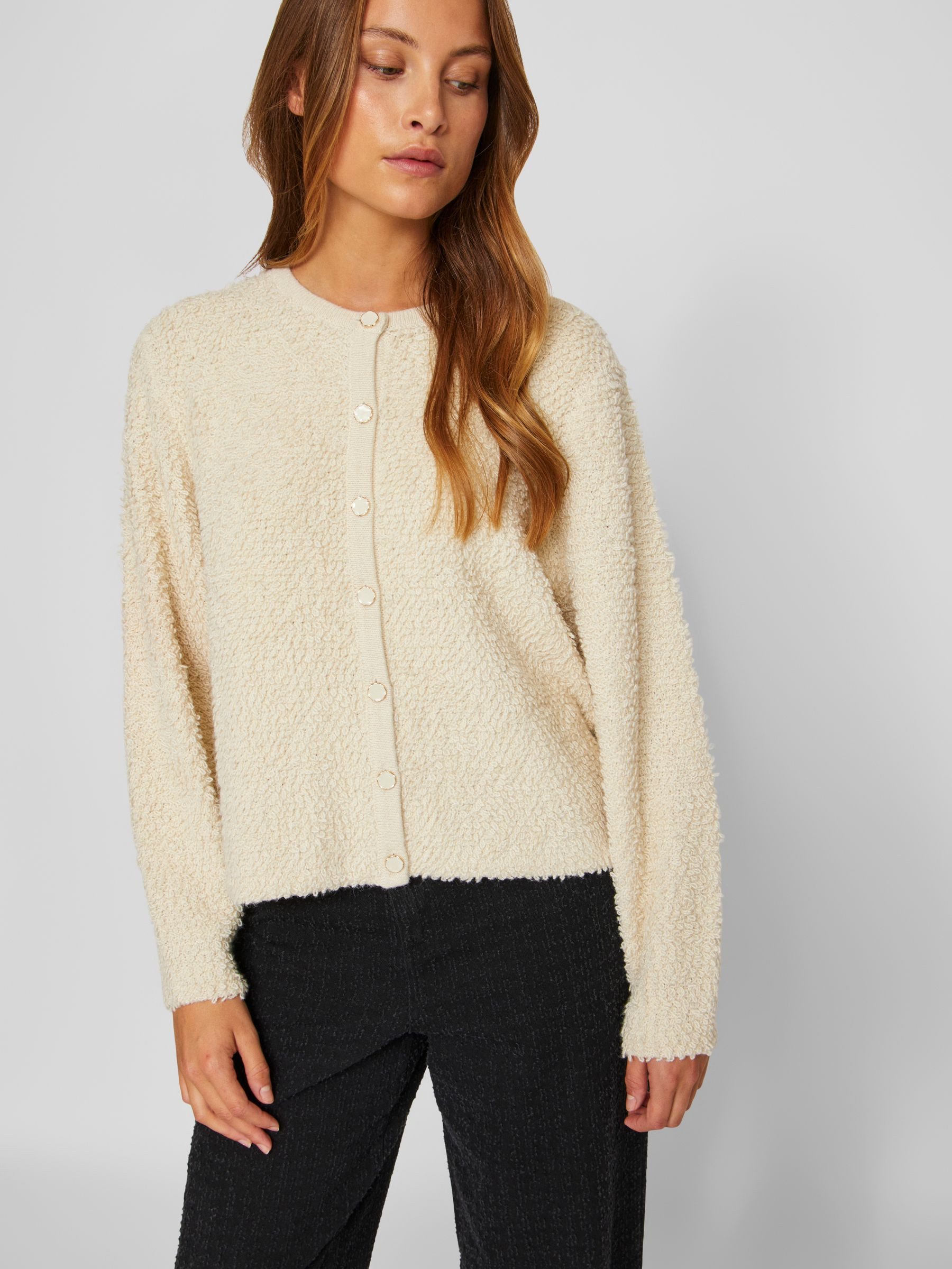 Vila Cardigan Kuscheliges Design mit Knöpfen (1-tlg) VIPAZA O-NECK L/S KNIT JACKET/1