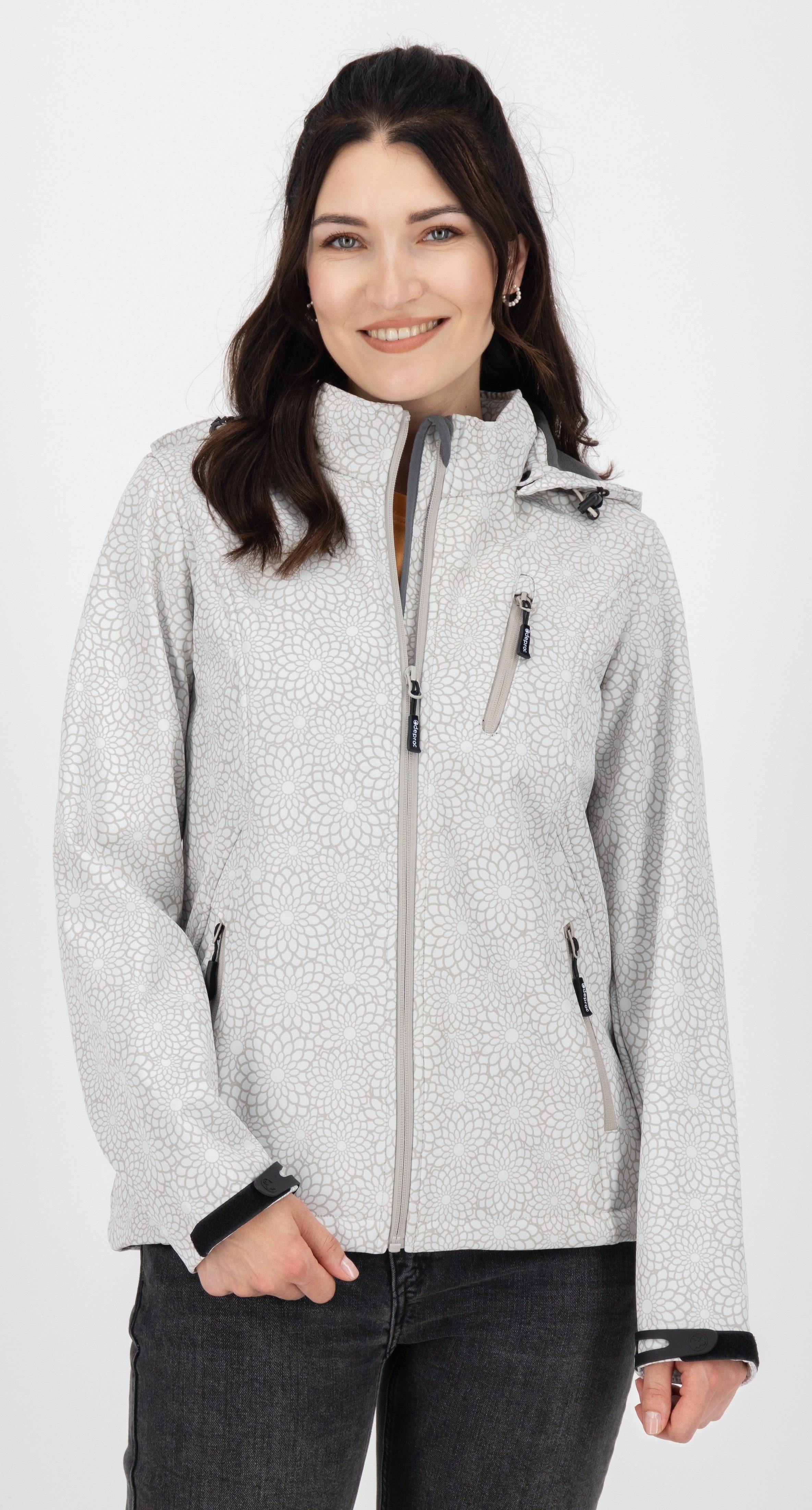 DEPROC Active Funktionsjacke SHELBY PEAK XII Outdoorjacke leichte Softshelljacke mit All-Over-Print und abnehmbarer Kapuze