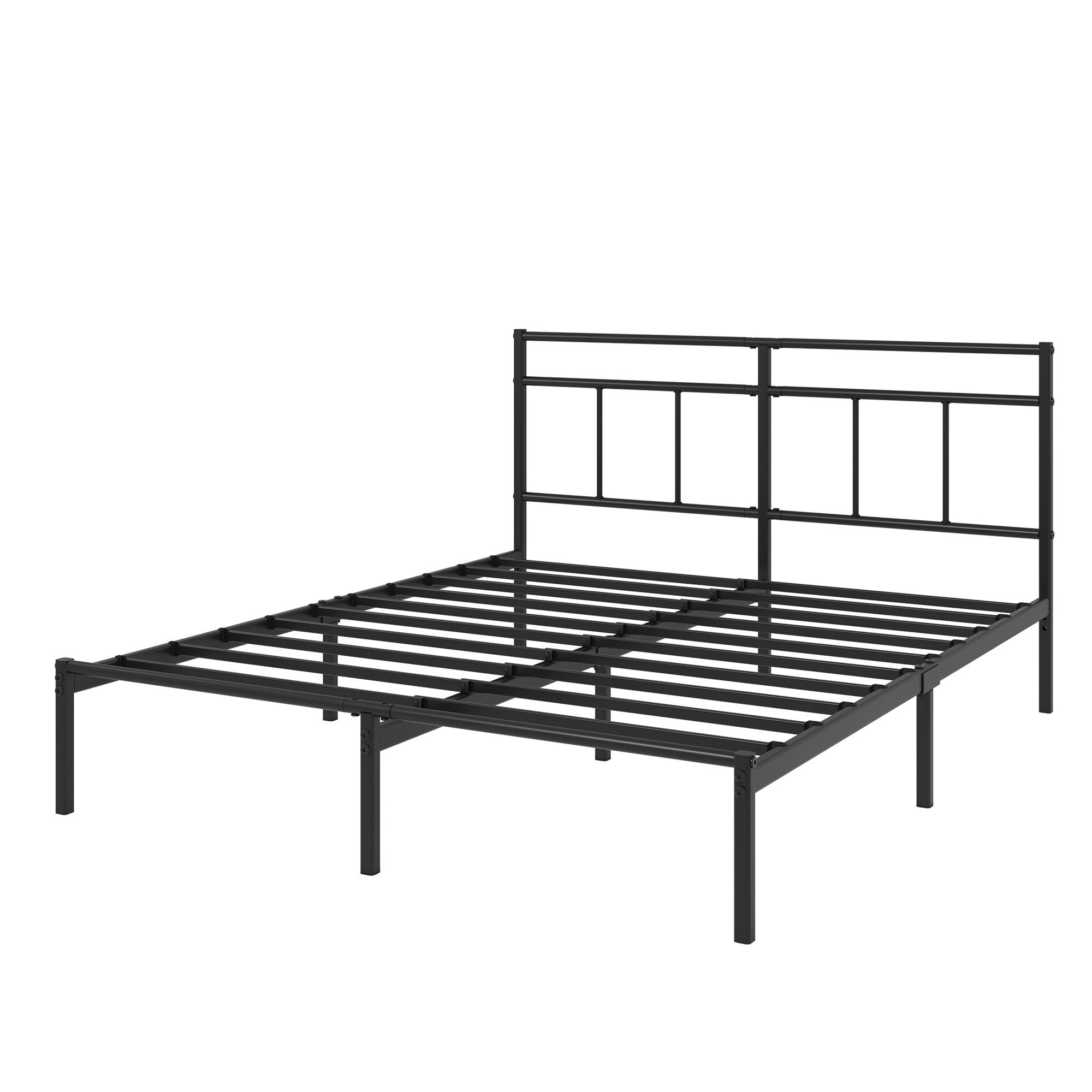 ZINUS Bettgestell Florence Square mit Kopfteil (Schwarz, 140x200 cm), Doppel/Einzelbett