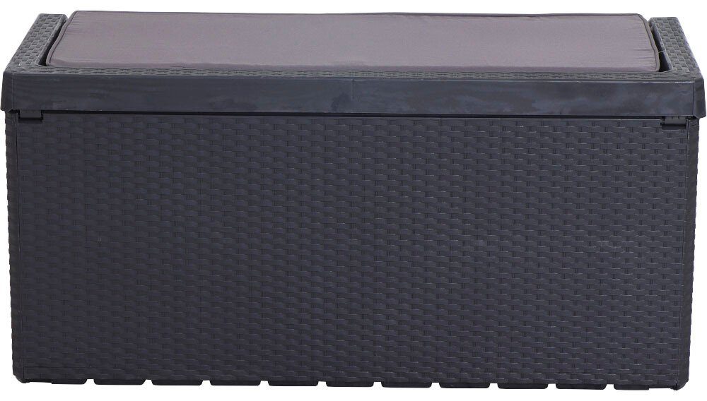 Siena Garden Kissenbox Portonovo, 350 L, Rattan/Holzoptik, Kunststoff, anthrazit, inkl. Sitzkissen
