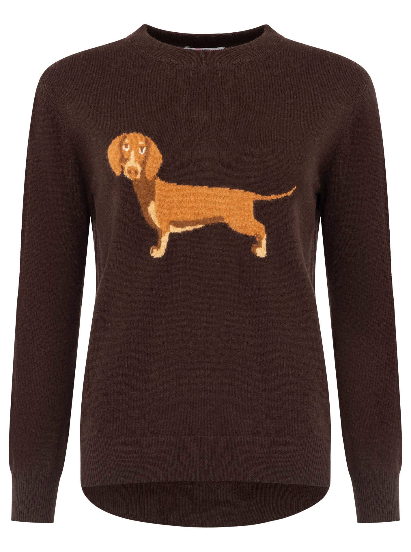 Zwillingsherz Kaschmirpullover Rundhalspullover Dackel