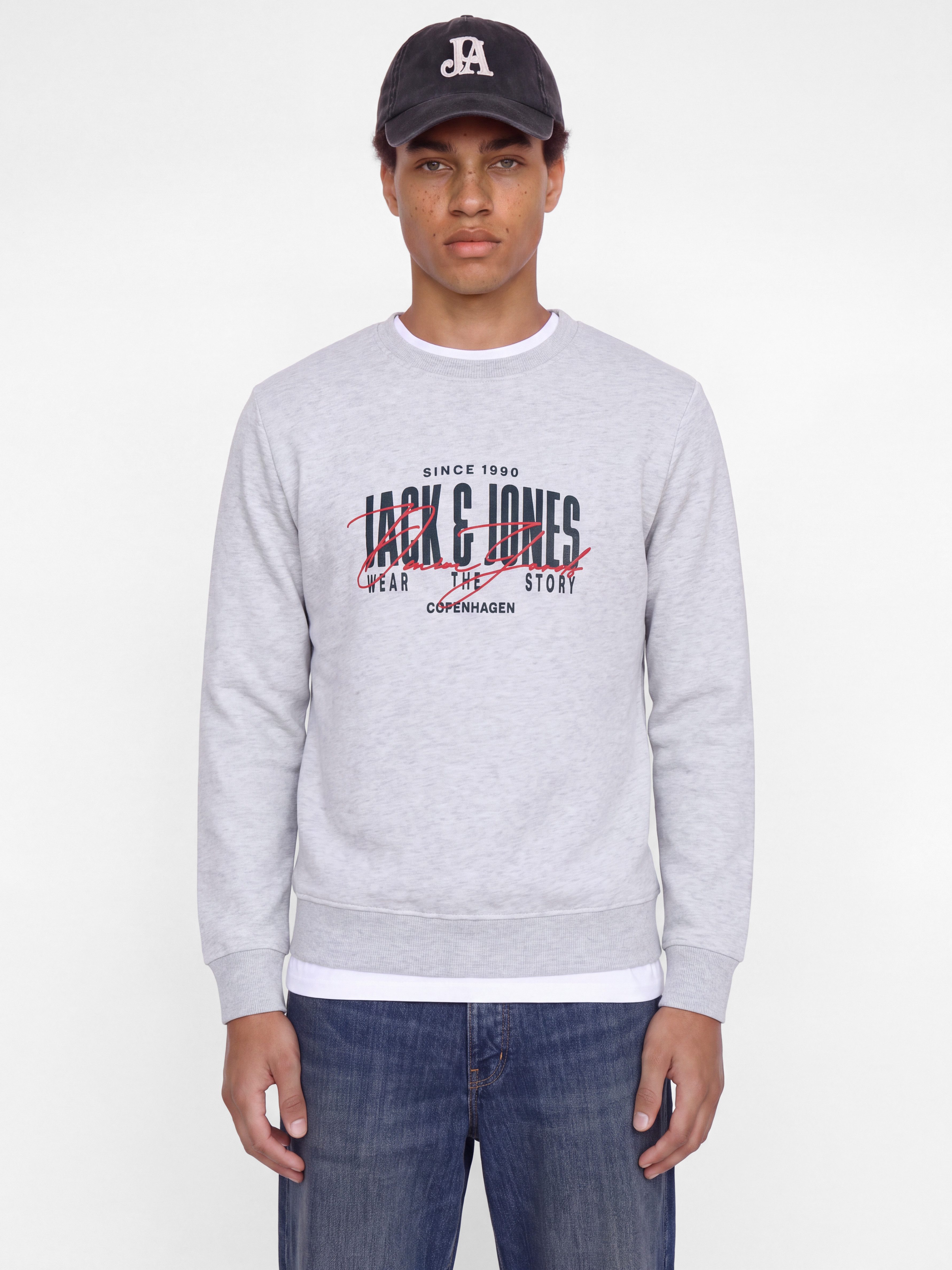 Jack & Jones Sweatshirt JJAERO SWEAT CREW NECK Materialmix, regular fit – Bild 3 von 5