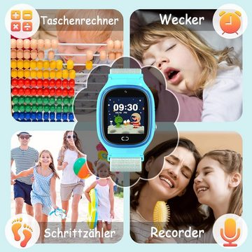 PTHTECHUS Smartwatch (1,44 Zoll), Kinder mit Anruf HD MP3 Musik Player Spiel Schrittzähler Kamera Wecker