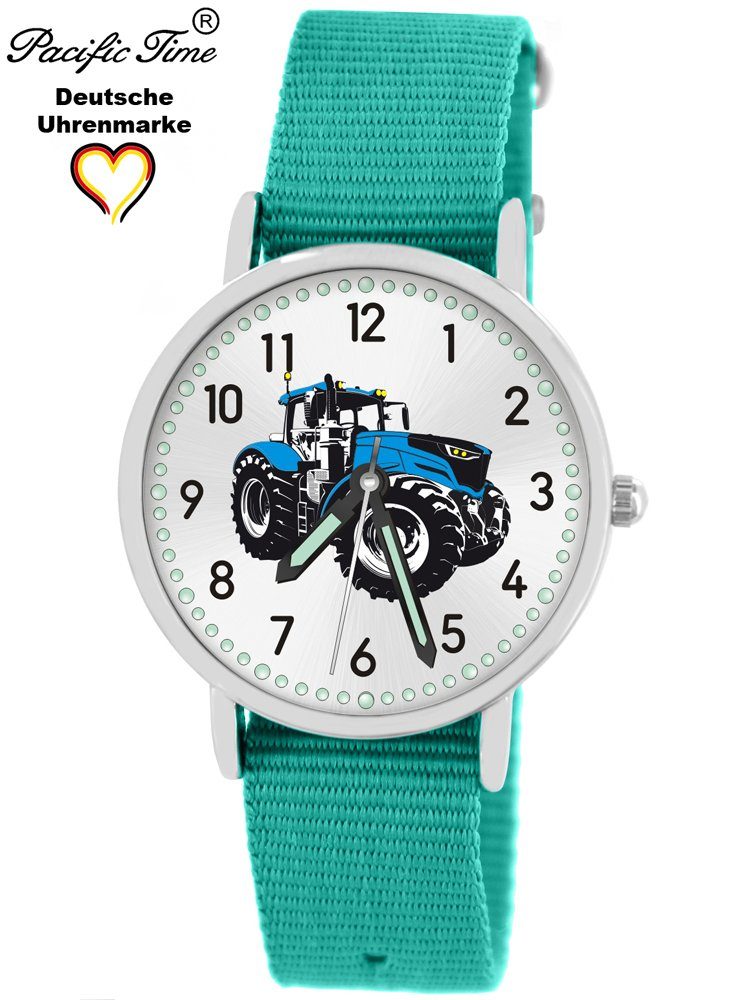 Design Mix Armbanduhr türkis Wechselarmband, Quarzuhr Versand Match und - Time Traktor Gratis Pacific Kinder blau