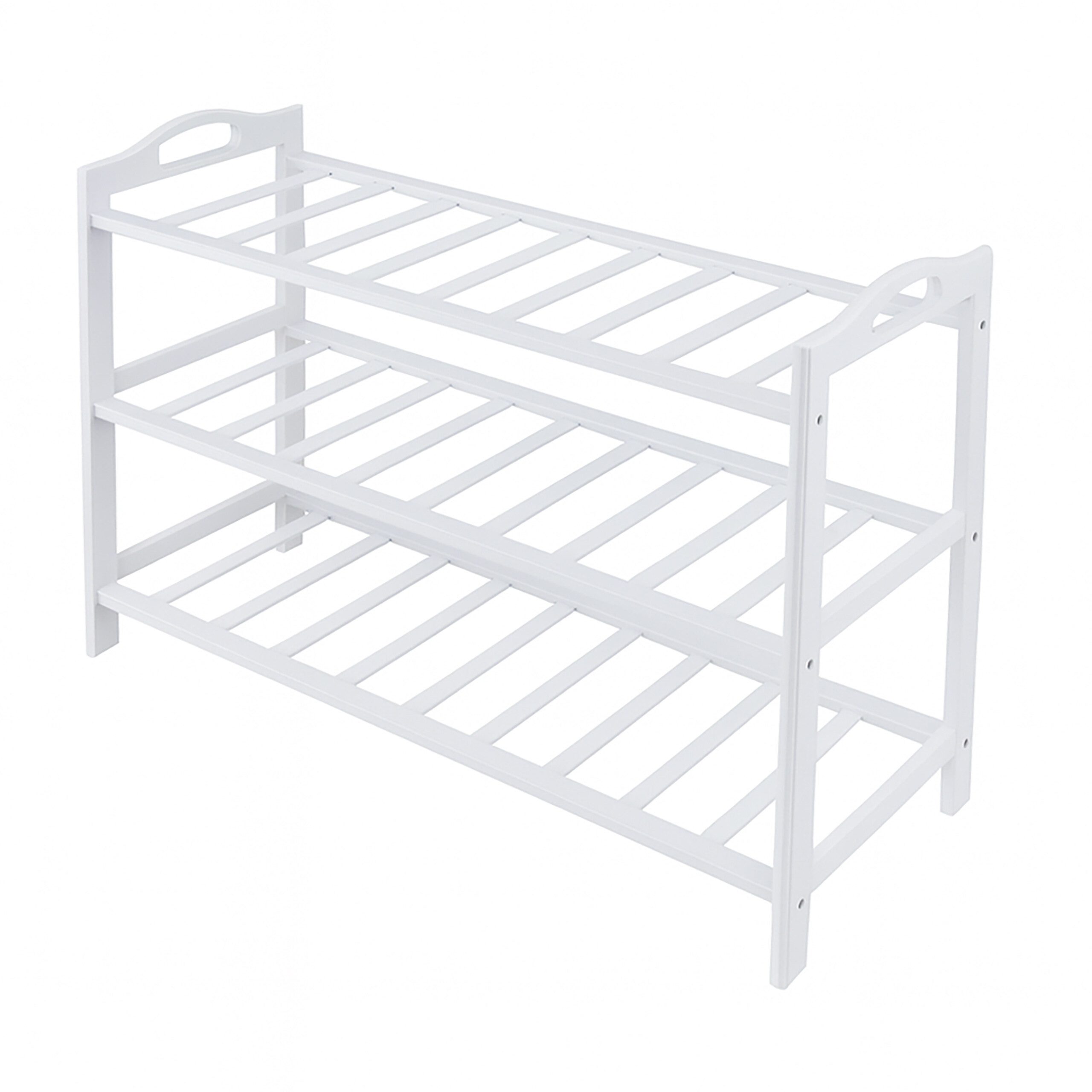 relaxdays Schuhregal aus Bambus, weiß günstig online kaufen