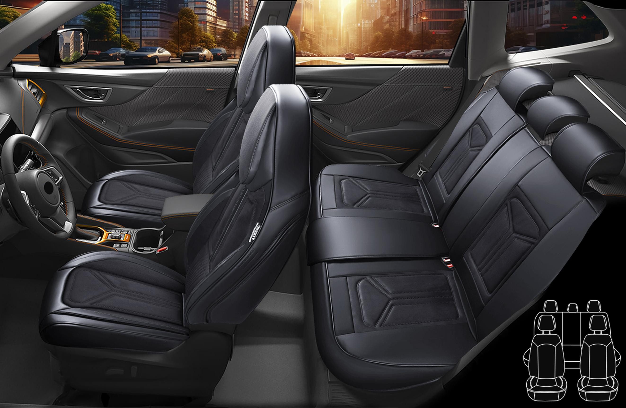 BREMER SITZBEZÜGE Autositzbezug für Dacia Sandero 1 Bj 2008-12 (FS3), Set, Komplettset Vorne und Hinten, in Schwarz