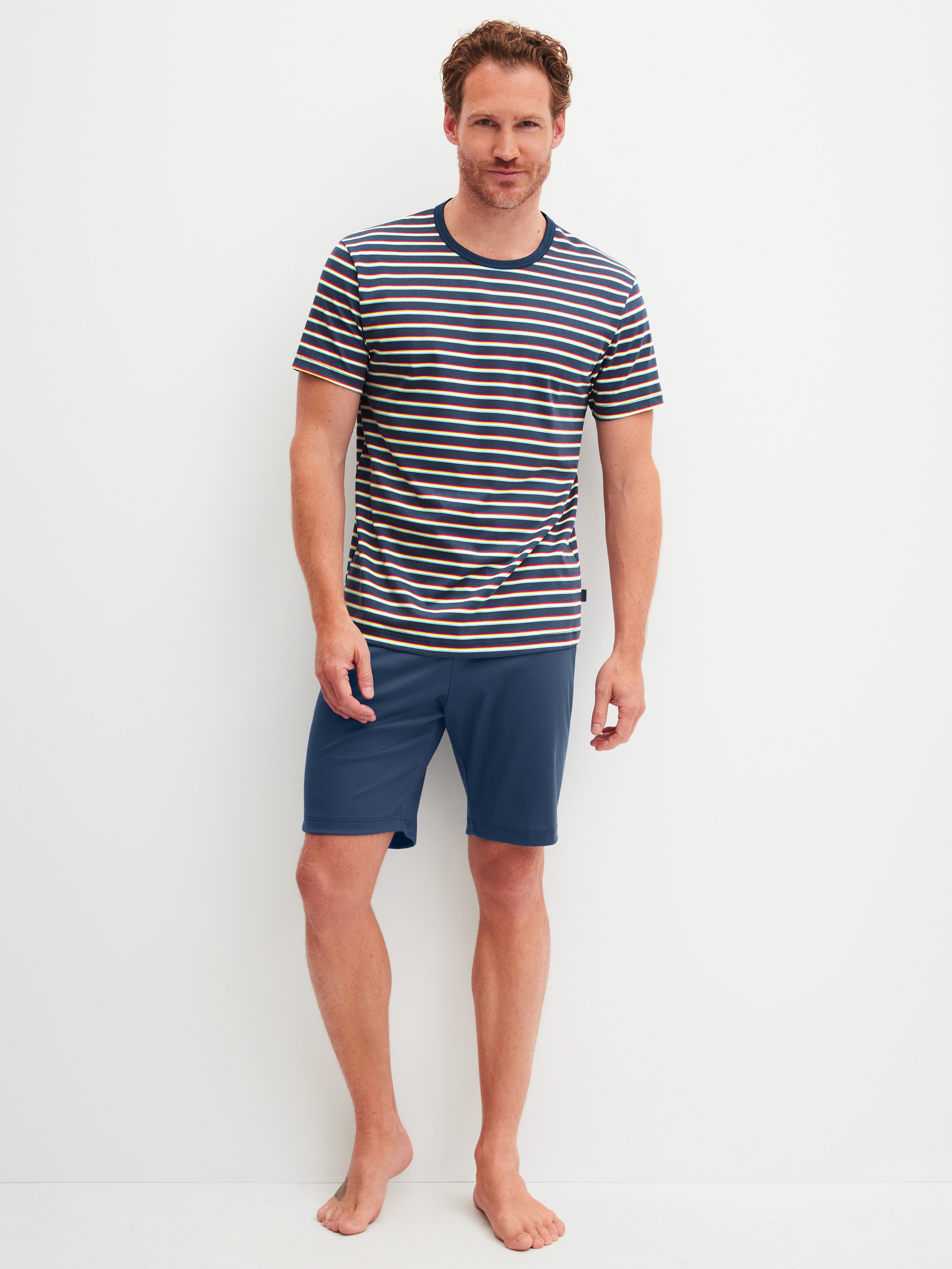 CALIDA Pyjama Relax Streamline 1 (2 tlg) mit Rundhalsausschnitt und kurzem Arm, weich, Interlock Qualität