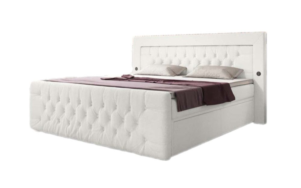 Luxusbetten24 Boxspringbett Diva Bouclé, mit USB, LED und 2 Schubladen