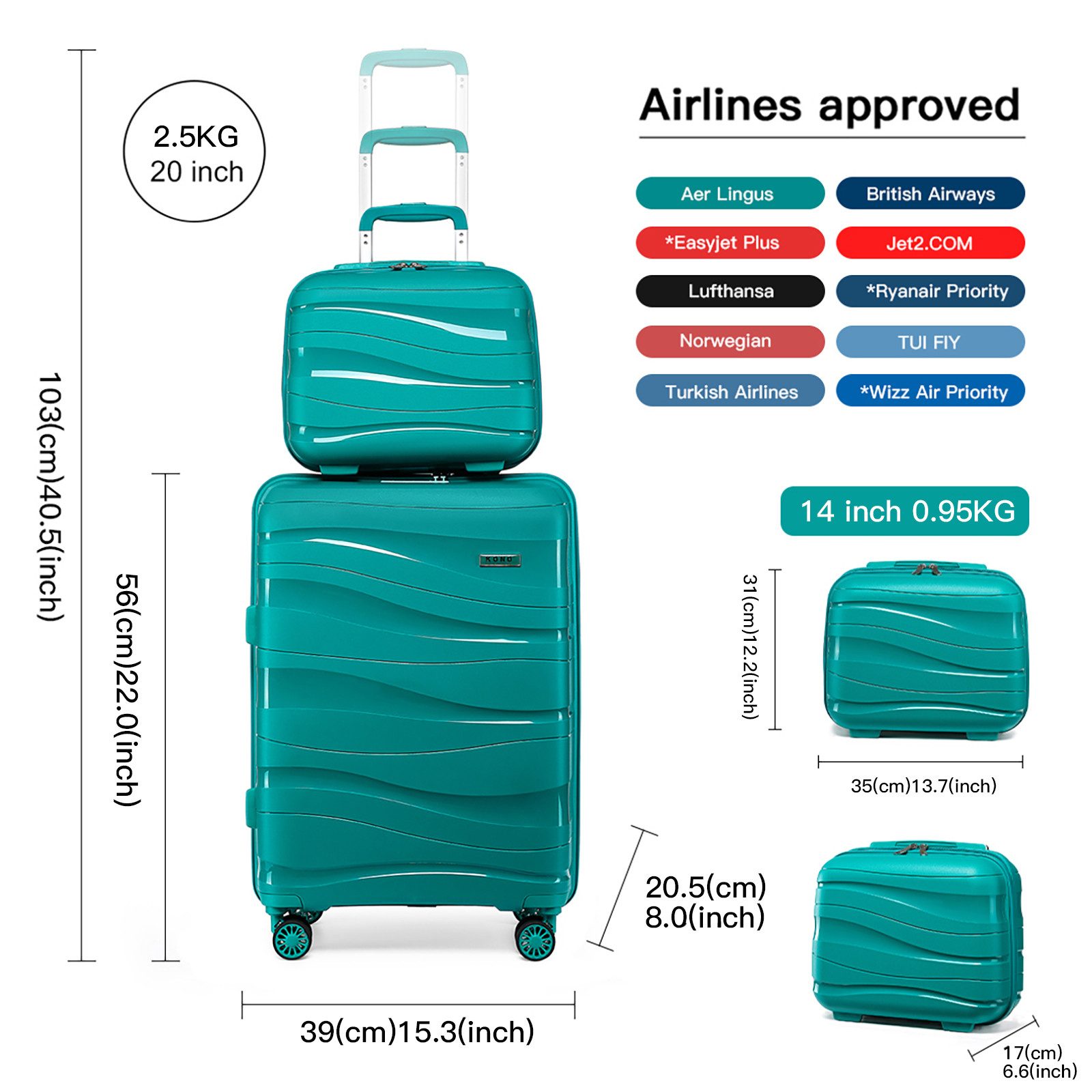 KONO Handgepäck-Trolley Leicht Hartschalenkoffer Reisekoffer mit 4 Rollen u günstig online kaufen