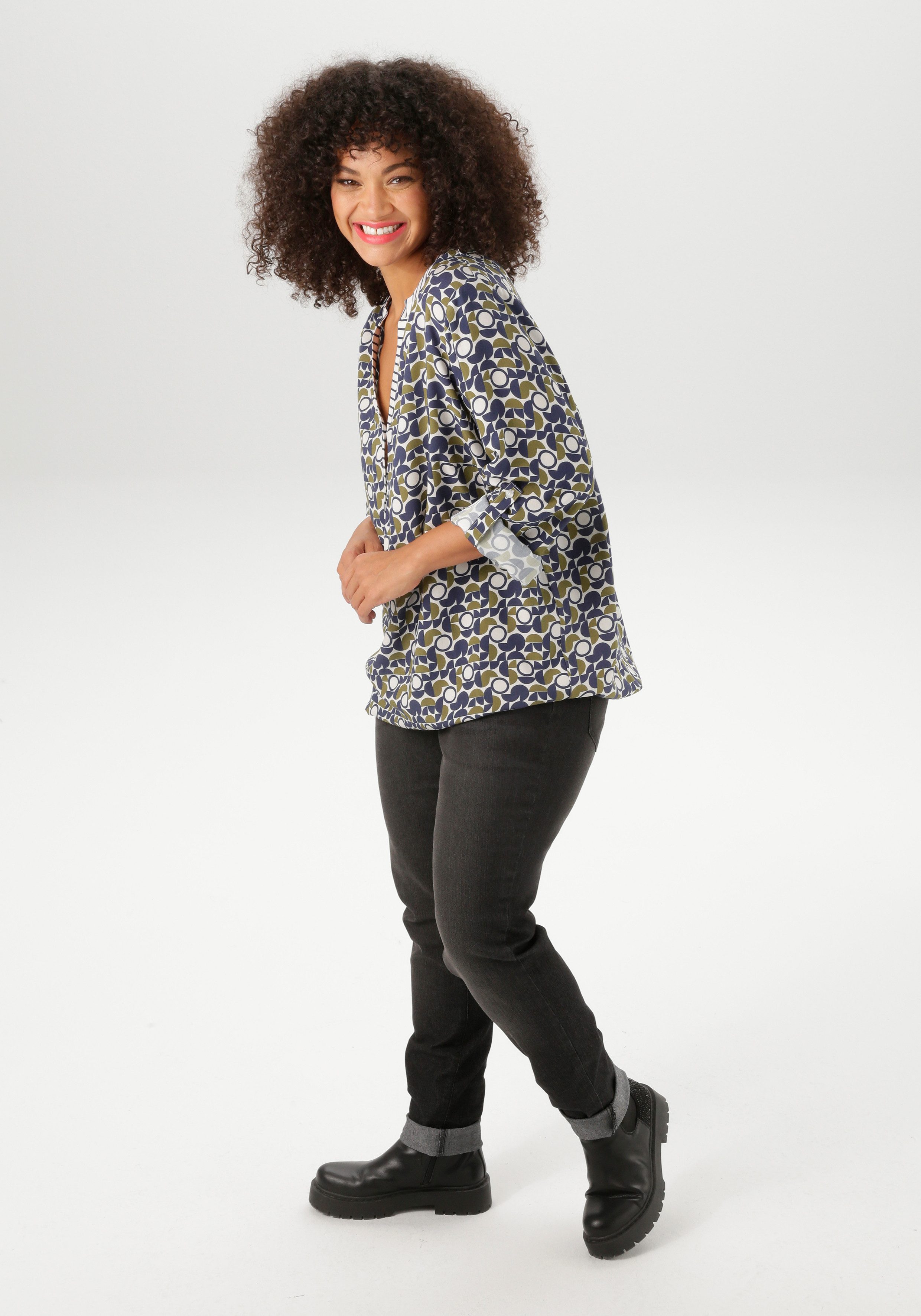 Aniston PLUS Schlupfbluse In trendigem Alloverdruck günstig online kaufen