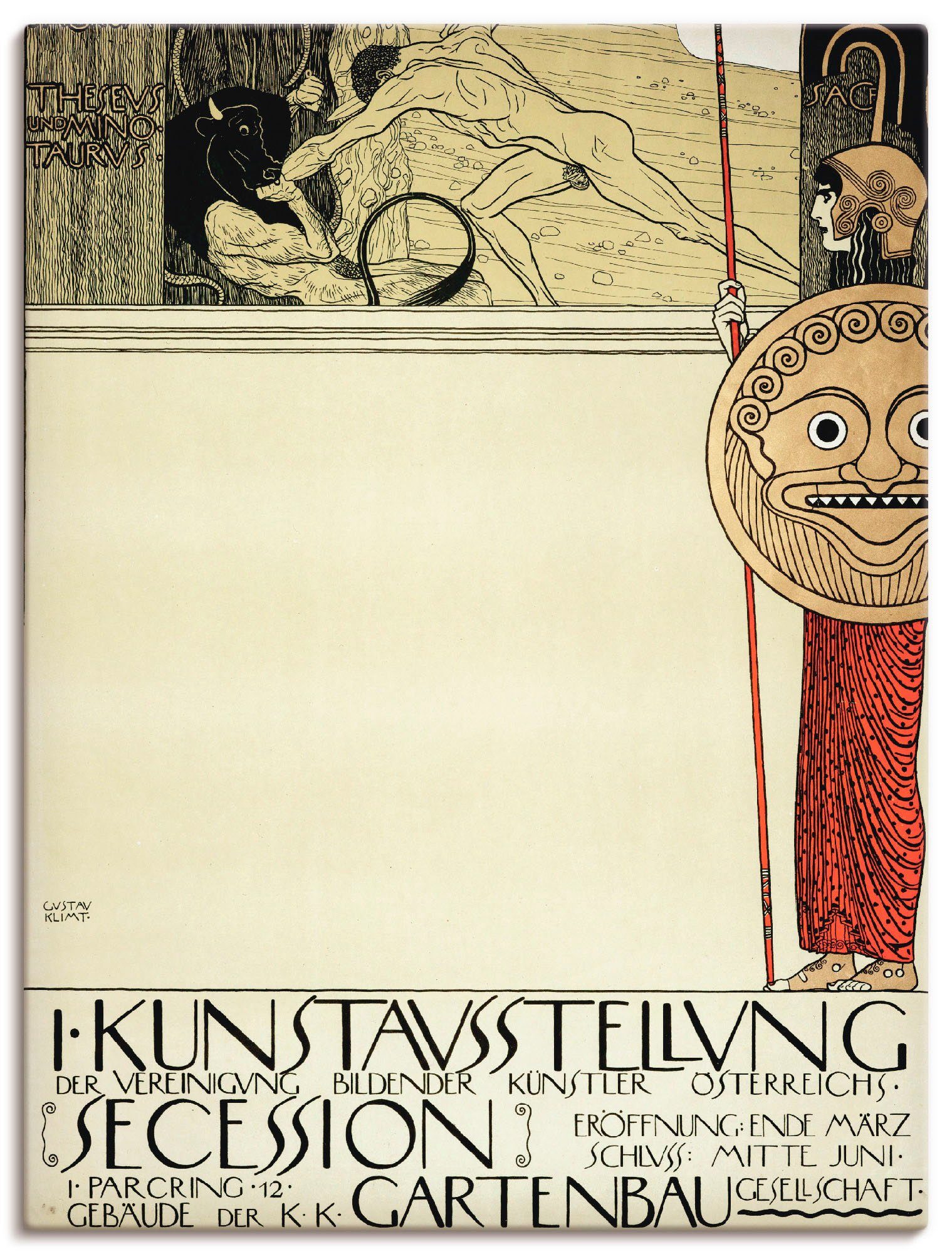 Artland Wandbild Plakat für die Ausstellung der I. Secession (Vor d, Ausstellungsplakate (1 St), als Leinwandbild, Wandaufkleber oder Poster in versch. Größen