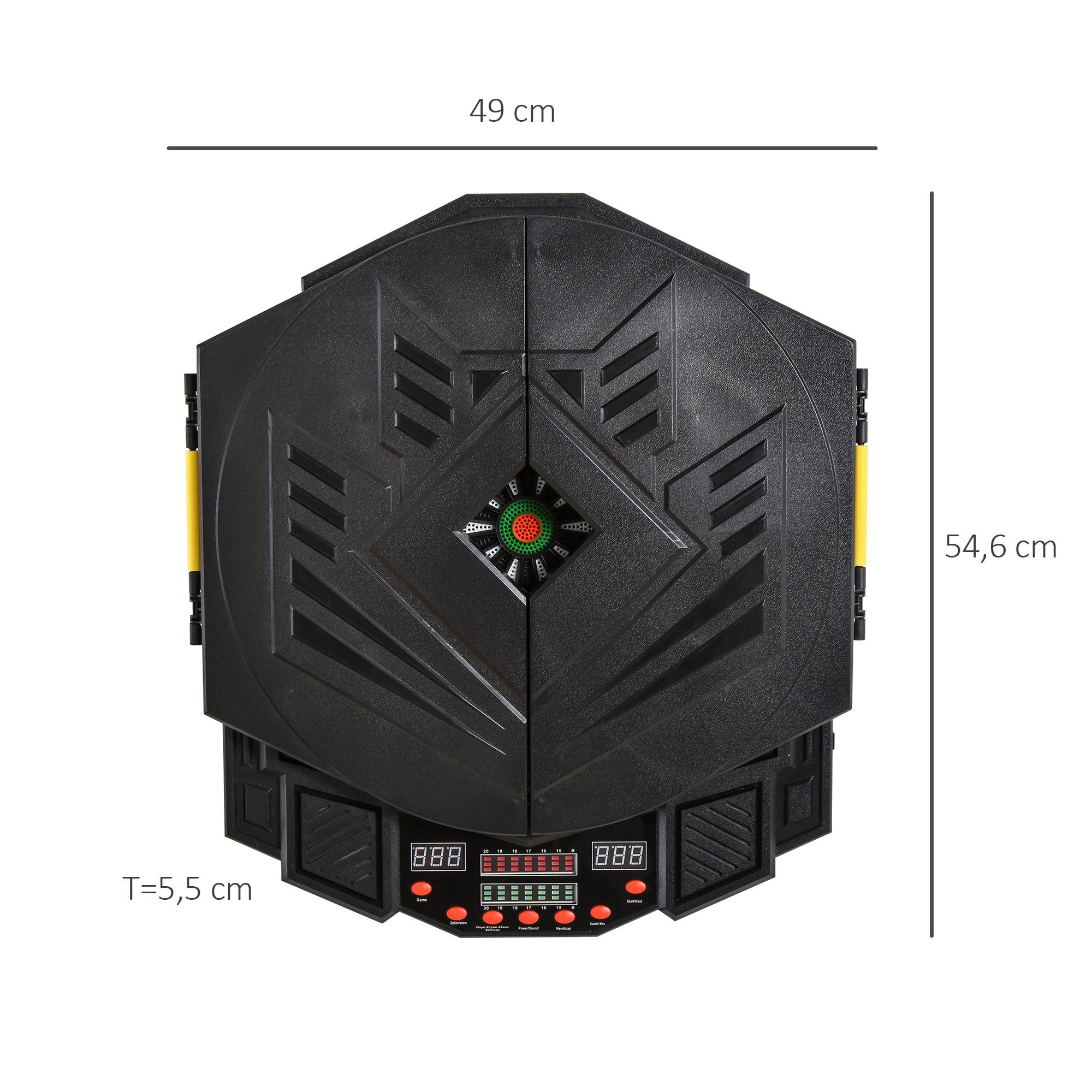 HOMCOM Dartscheibe Dart-set mit Tür LED Anzeige, (Dartspiel mit LCD-Anzeige, 1-tlg., Dartboard), Schwarz 49 x 54,6 x 5,5 cm