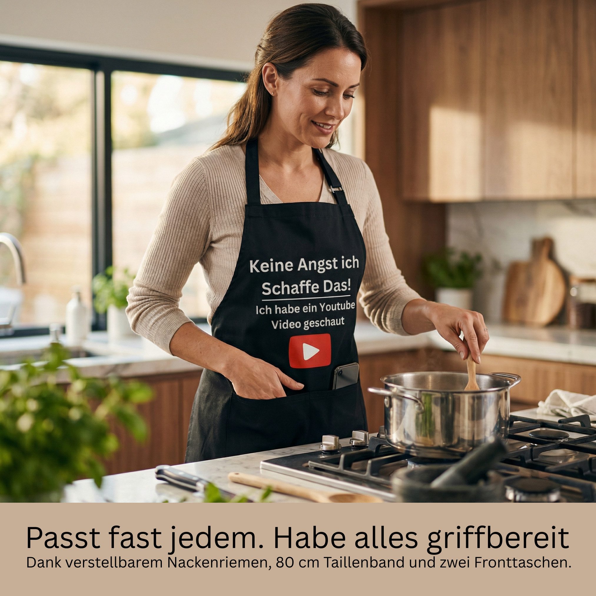Curry Master Kochschürze Lustige Grillschürze mit Spruch - Geschenkidee, 100% Baumwolle, Doppelnähte, Einstellbare Größe, 2 Front-Taschen – Bild 5 von 5