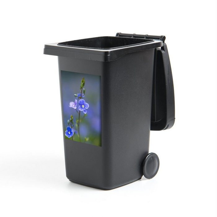 MuchoWow Wandsticker Lila Blüten des hohen Brunnenkopfs mit unscharfem Hintergrund (1 St) Mülleimer-aufkleber Mülltonne Sticker Container Abfalbehälter