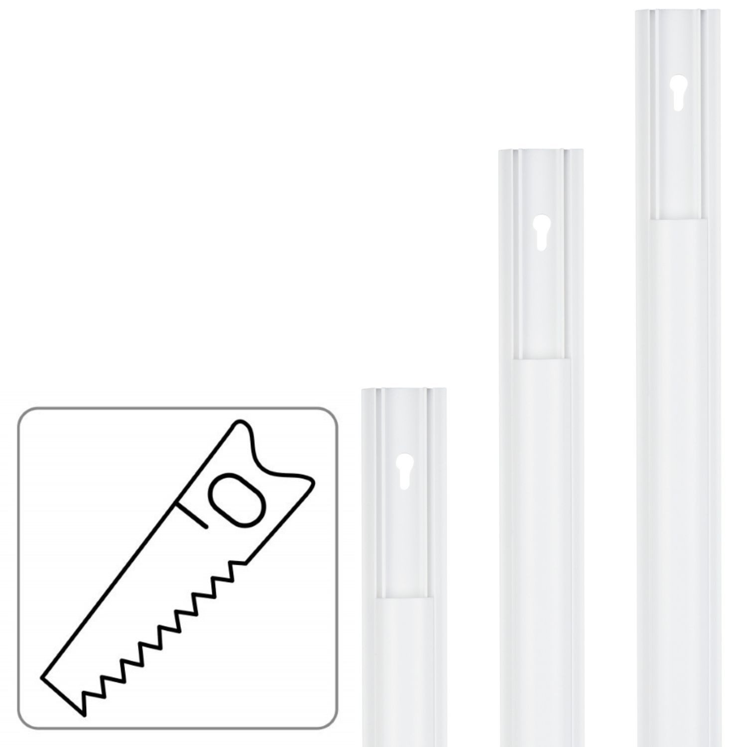 Hama Kabelkanal 1m PVC Kabelkanal Selbstklebend Leitungskanal Weiß (1-St., 1x Kabelkanal 1m), Kabelleiste halbrund Sockel Wand Boden Aufputz TV Beamer PC Audio  – Bild 4 von 5