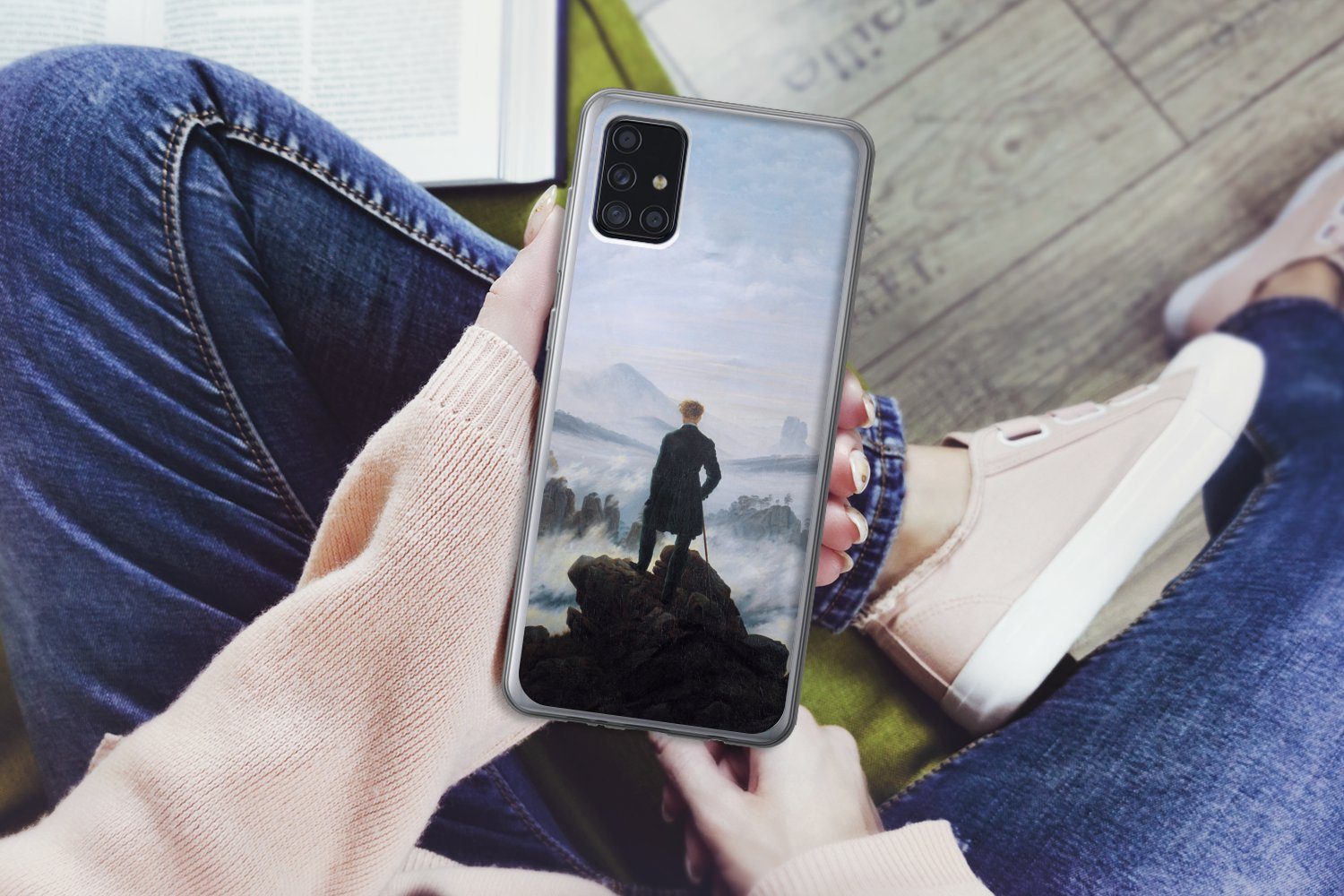MuchoWow Handyhülle für Samsung Galaxy A52 5G Der Wanderer über dem Nebelmeer - Caspar Dav, Smartphone-Bumper, Print, Handy Schutzhülle Dünn