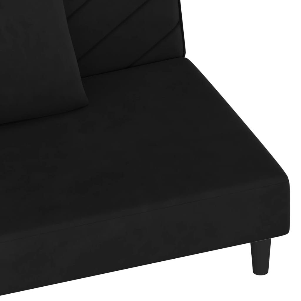 furnicato Schlafsofa 2-Sitzer mit Schwarz Samt Kissen 2