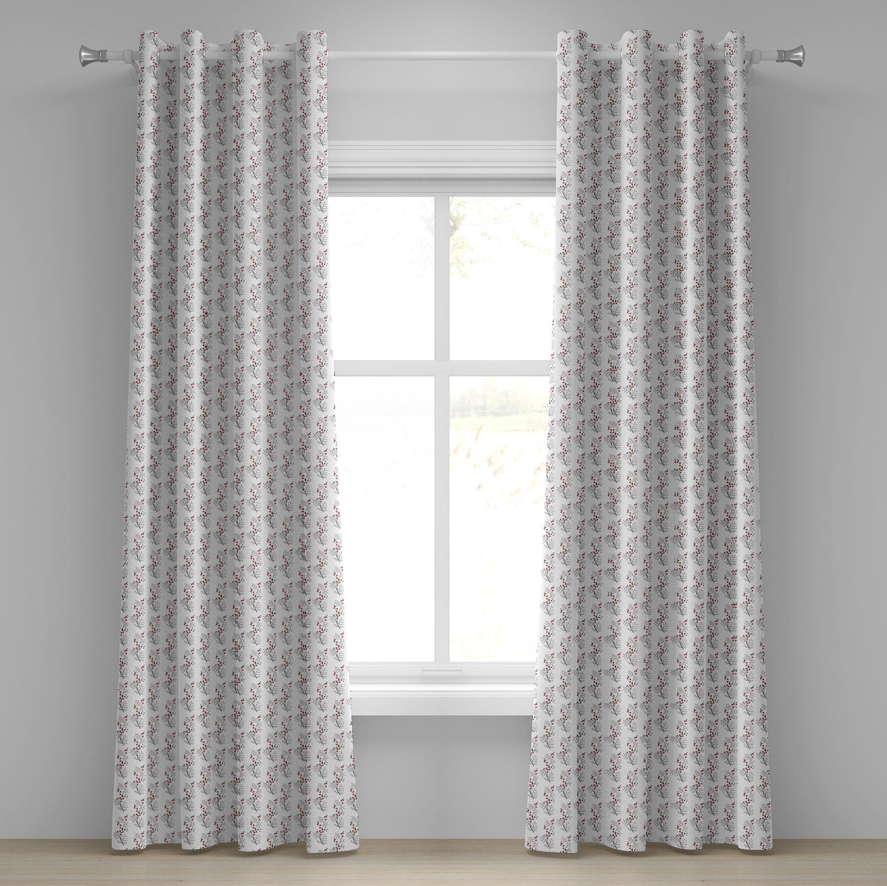 Gardine Dekorative 2-Panel-Fenstervorhänge für Schlafzimmer Wohnzimmer, Abakuhaus, Blume Kurvige Gepunktete Branchen