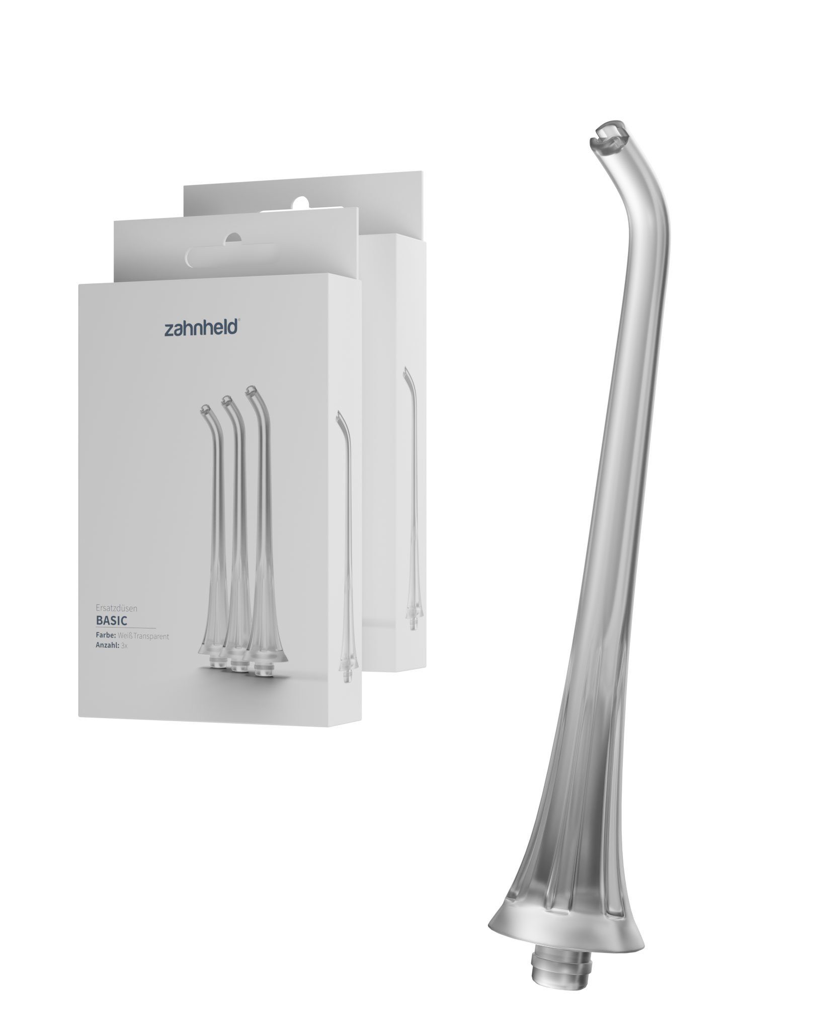 Zahnheld Aufsteckbürsten Zahndusche Ersatzdüsen Basic - für Zahnheld Munddusche Aquadent, 6 Stück, Weiß, im 3er, 6er oder 9er Set, Zahnpflege Set, Water Flosser, effektive Reinigung Zahnzwischenräume, für Munddusche