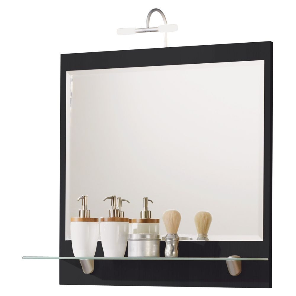 Lomadox Badspiegel TALONA-02, Spiegel 70cm mit Glasablage anthrazit, B/H/T: ca. 70/68/22 cm