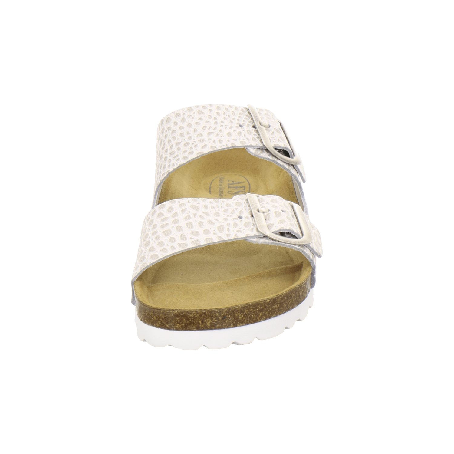 AFS-Schuhe 2100 Pantolette für aus beige-crocco Fussbett, Germany Damen in Made Leder mit