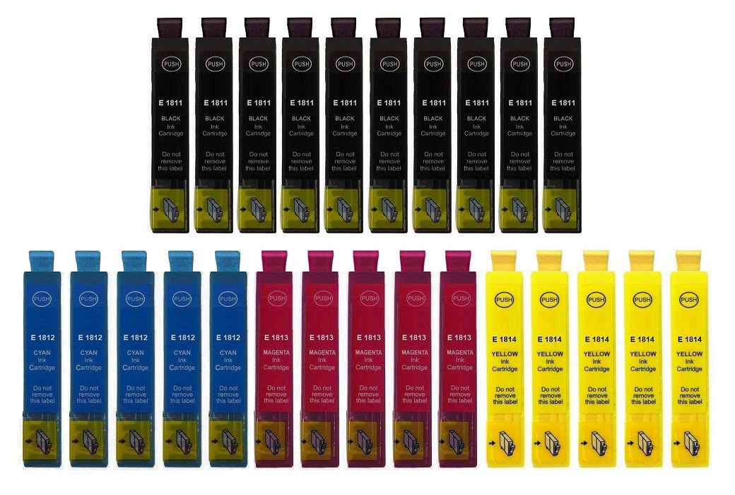 inkpro 25 XL-Druckerpatronen T18XL kompatibel mit Epson 18XL Tintenpatrone (für Expression Home XP-102, 202, 205, 212, 215, 225, 30, 302, 305, 312, 313, 315, 322, 325, 33, 402, 405, 412, 413, 415, 420, 422, 425, 25-tlg., 10 x T1811 Schwarz und je 5 x T1812 Cyan, T1813 Magenta, T1814 Gelb)