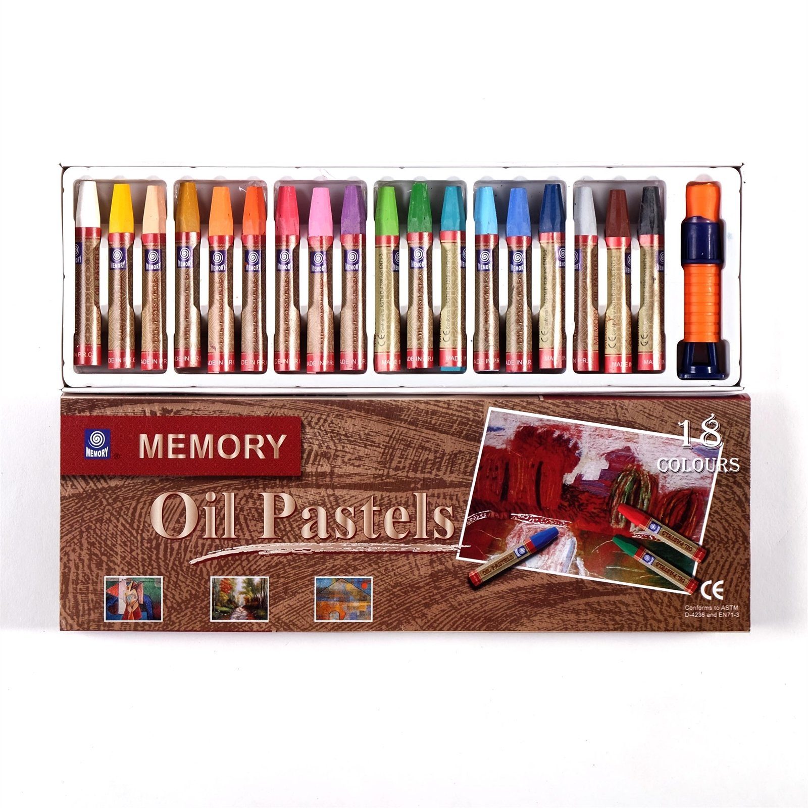 BK BILDERRAHMEN KOLMER Malkreide Öl Pastellkreide, Ø 1 cm, 7,4 cm, 18 Farben Set, Ölkreiden