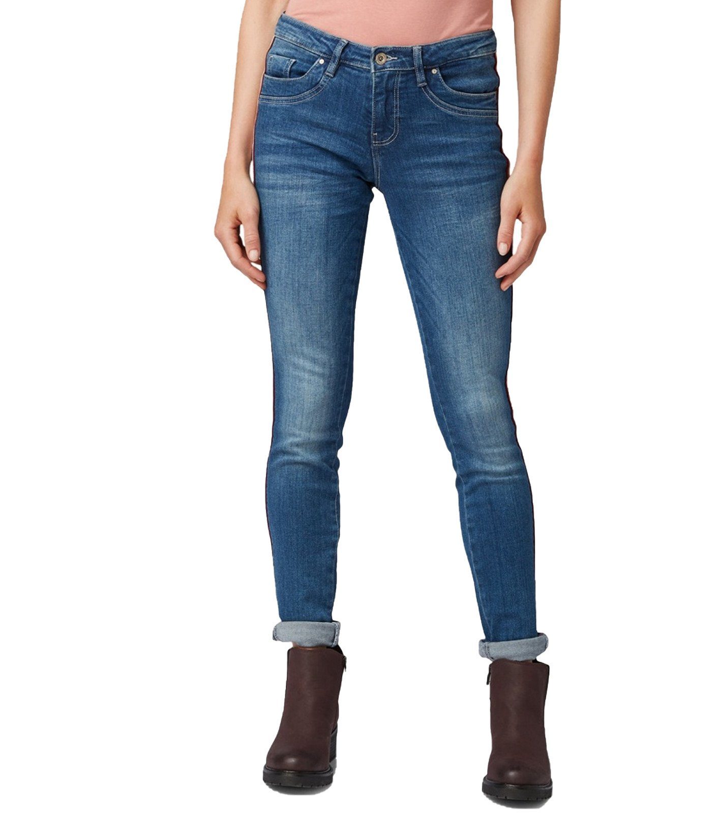 TOM TAILOR Skinny-fit-Jeans »TOM TAILOR Alexa Slim-Fit-Jeans coole Damen  Denim-Hose mit Galonstreifen Freizeit-Hose Blau« online kaufen | OTTO